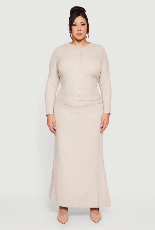 Plus Size Almost Famous Ribbed Knit Fold Over Maxi Skirt sold by Rainbow