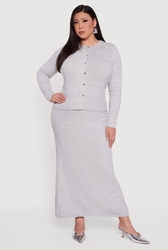 Plus Size Almost Famous Ribbed Knit Fold Over Maxi Skirt sold by Rainbow