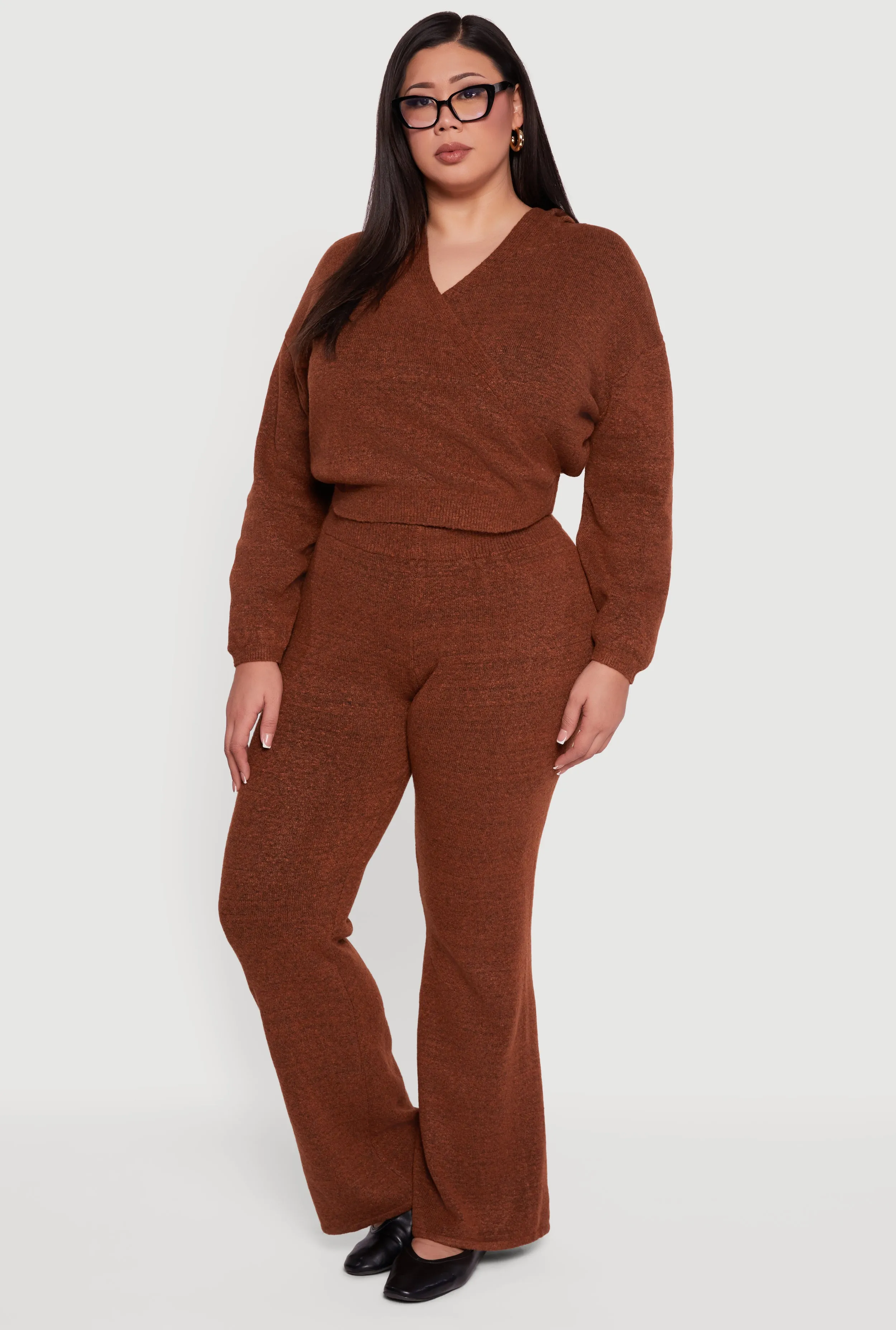 Plus Size Almost Famous Faux Wrap Sweater Hoodie sold by Rainbow product image thumbnail 2