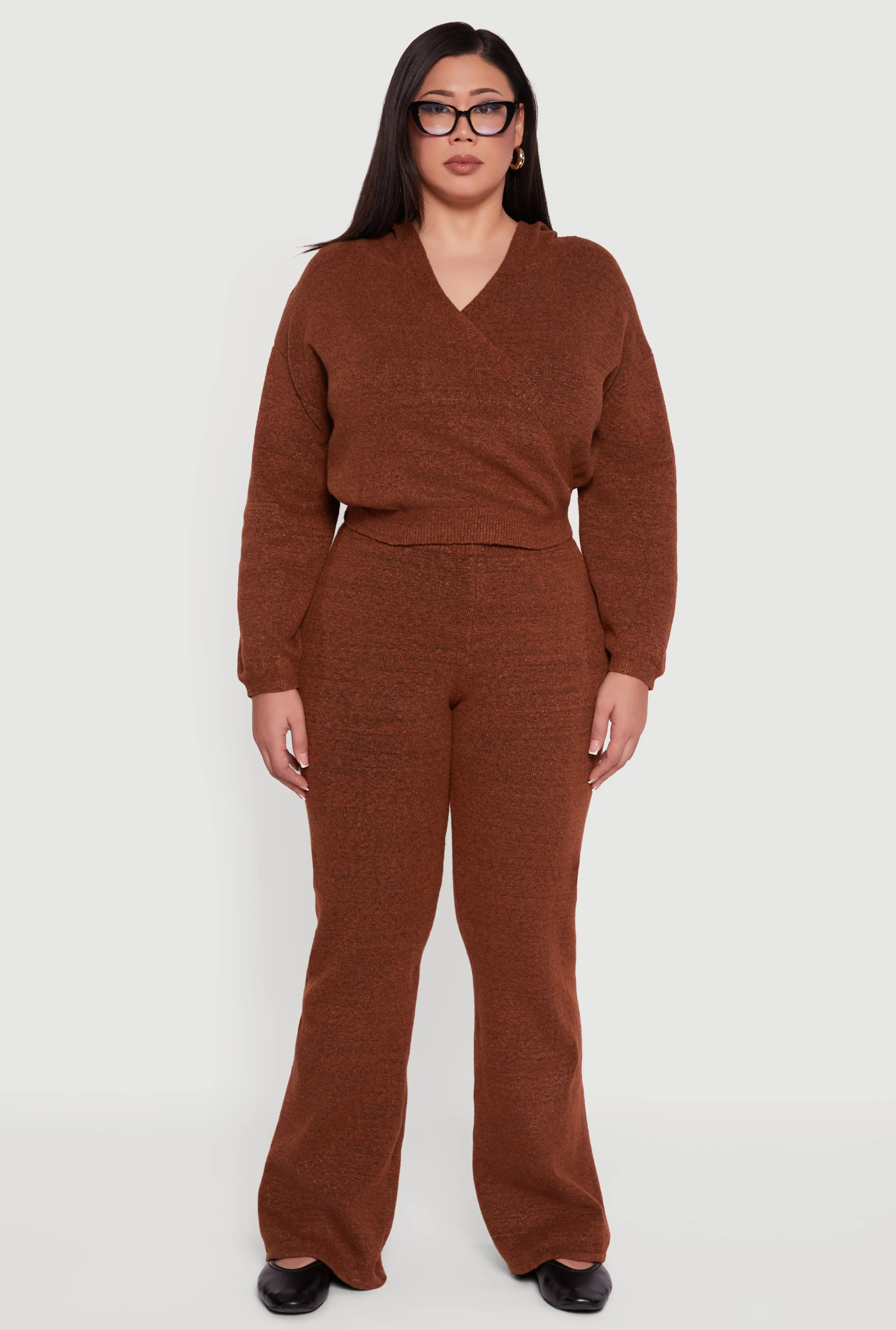 Plus Size Almost Famous Brushed Knit Flare Leg Pants sold by Rainbow product image thumbnail 2