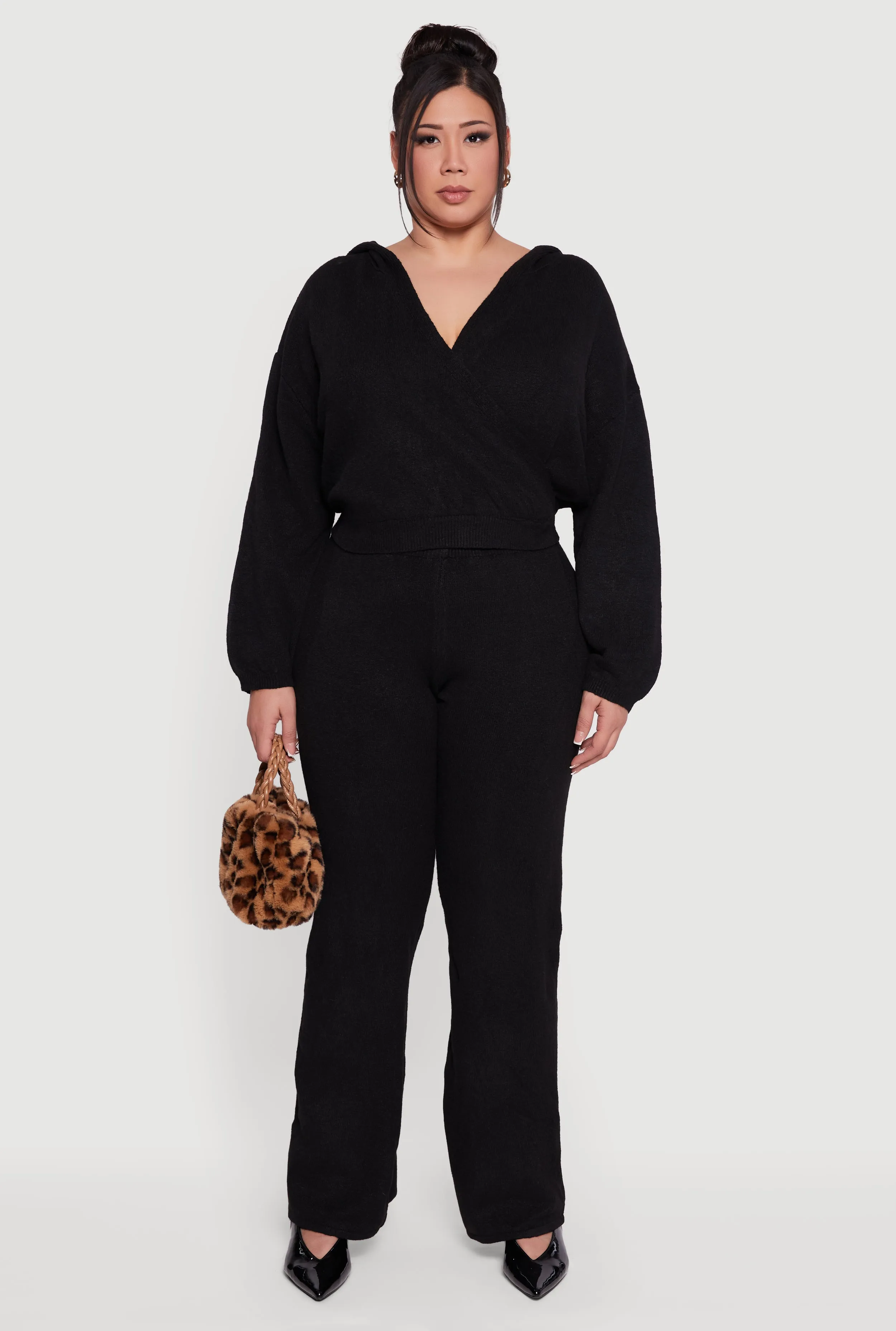 Plus Size Almost Famous Brushed Knit Flare Leg Pants sold by Rainbow product image thumbnail 2