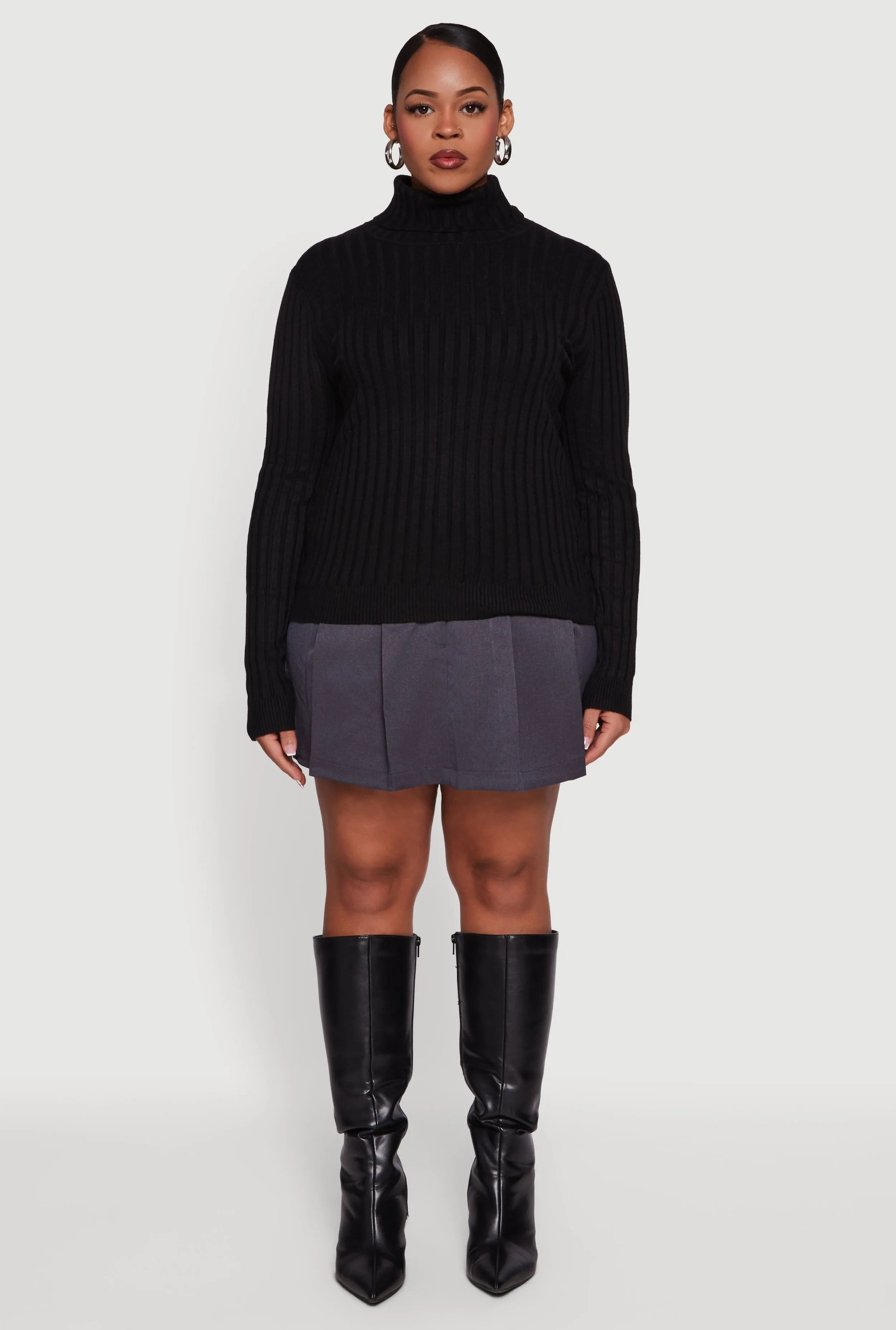 Plus Size Ribbed Knit Turtleneck Sweater sold by Rainbow