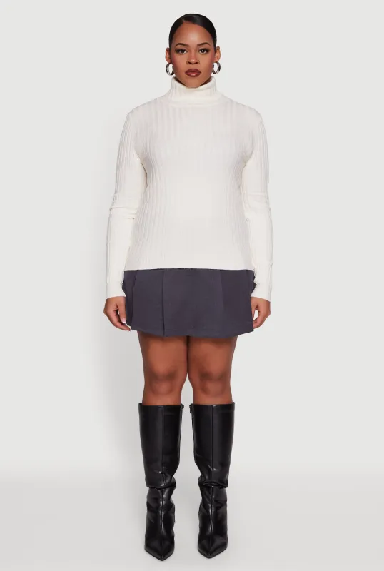 Plus Size Ribbed Knit Turtleneck Sweater sold by Rainbow