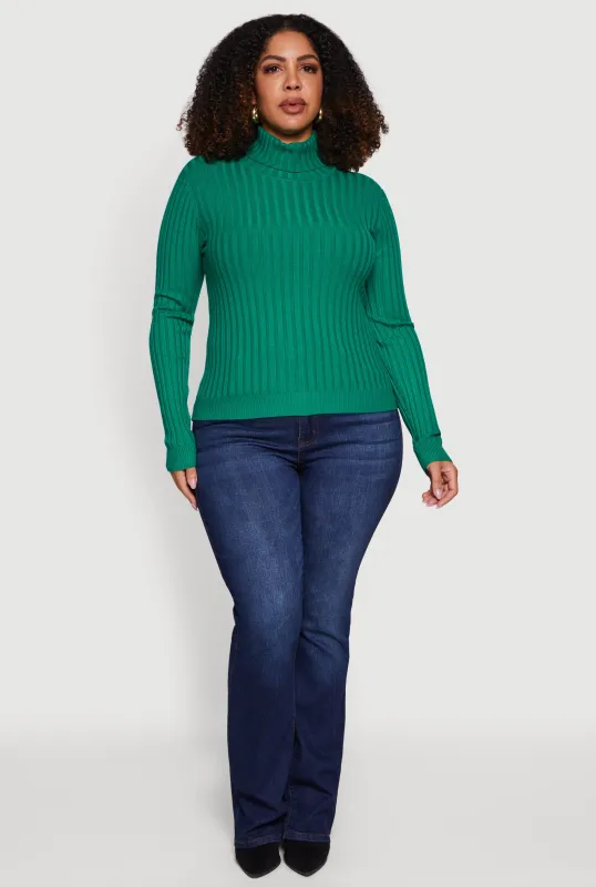 Plus Size Ribbed Knit Turtleneck Sweater sold by Rainbow