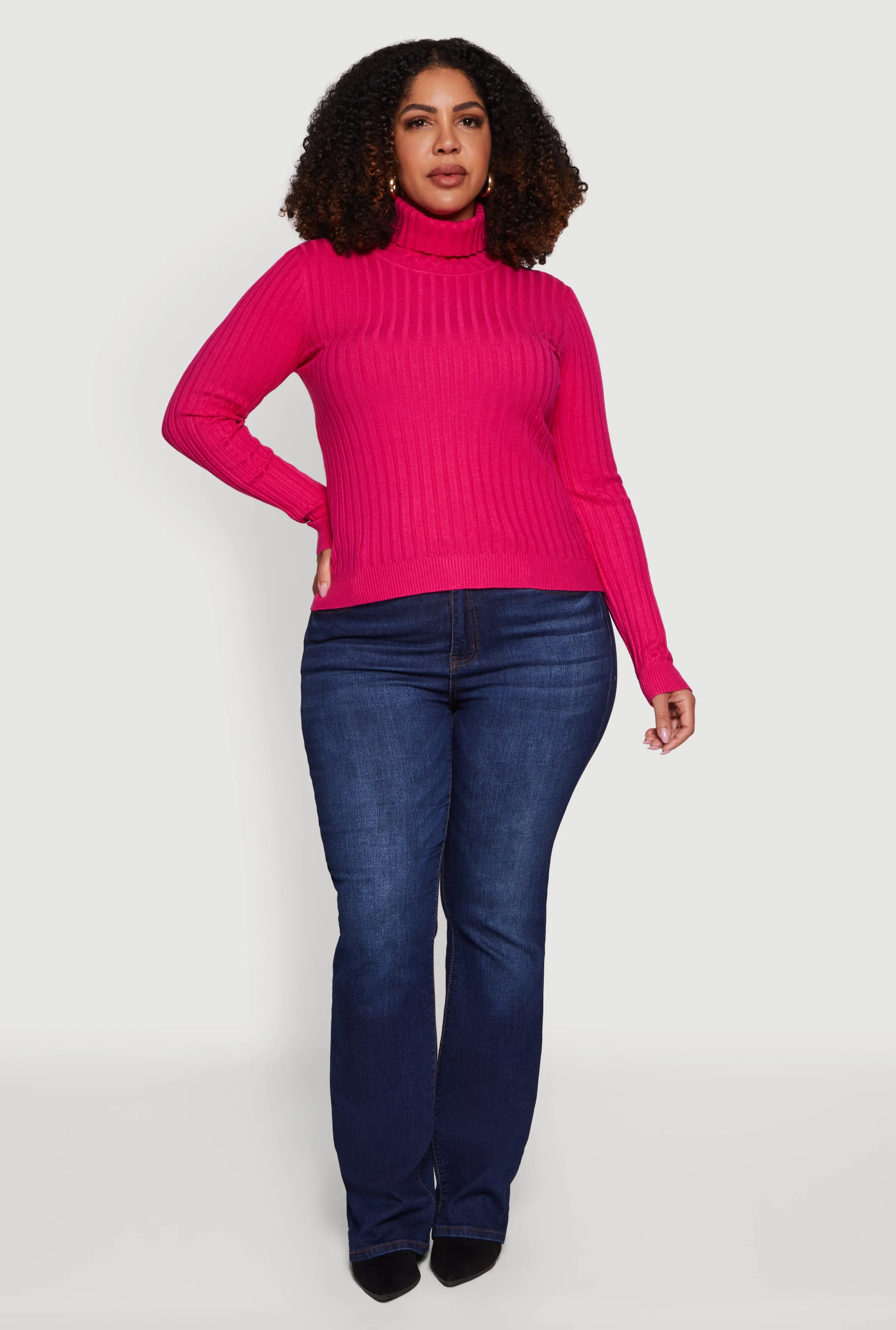 Plus Size Ribbed Knit Turtleneck Sweater sold by Rainbow