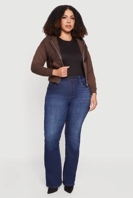 Plus Size Quilted Long Sleeve Hooded Sweatshirt sold by Rainbow