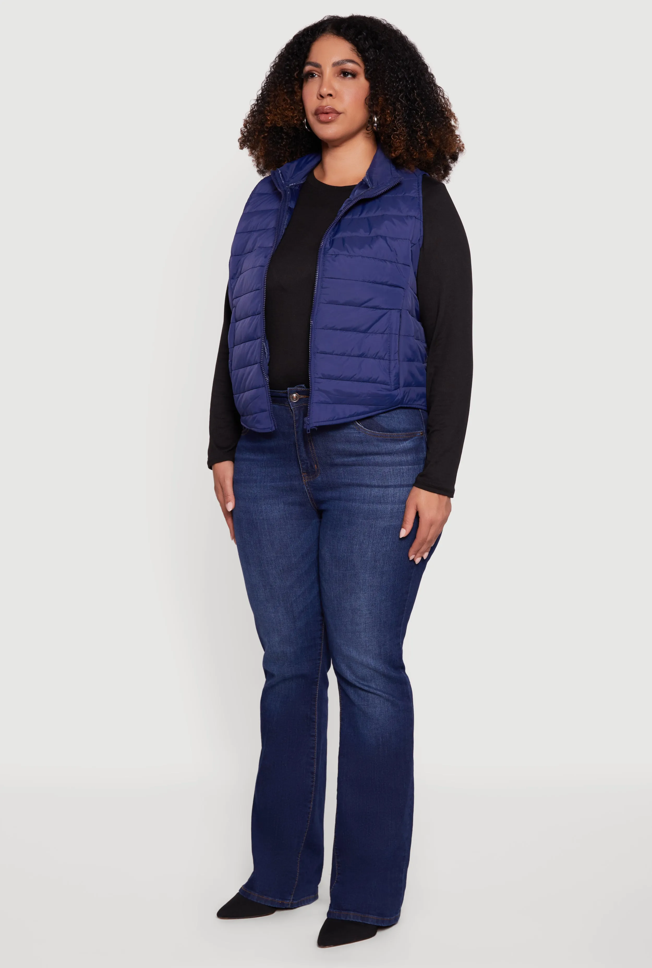 Plus Size Mock Neck Zip Front Puffer Vest sold by Rainbow product image thumbnail 5