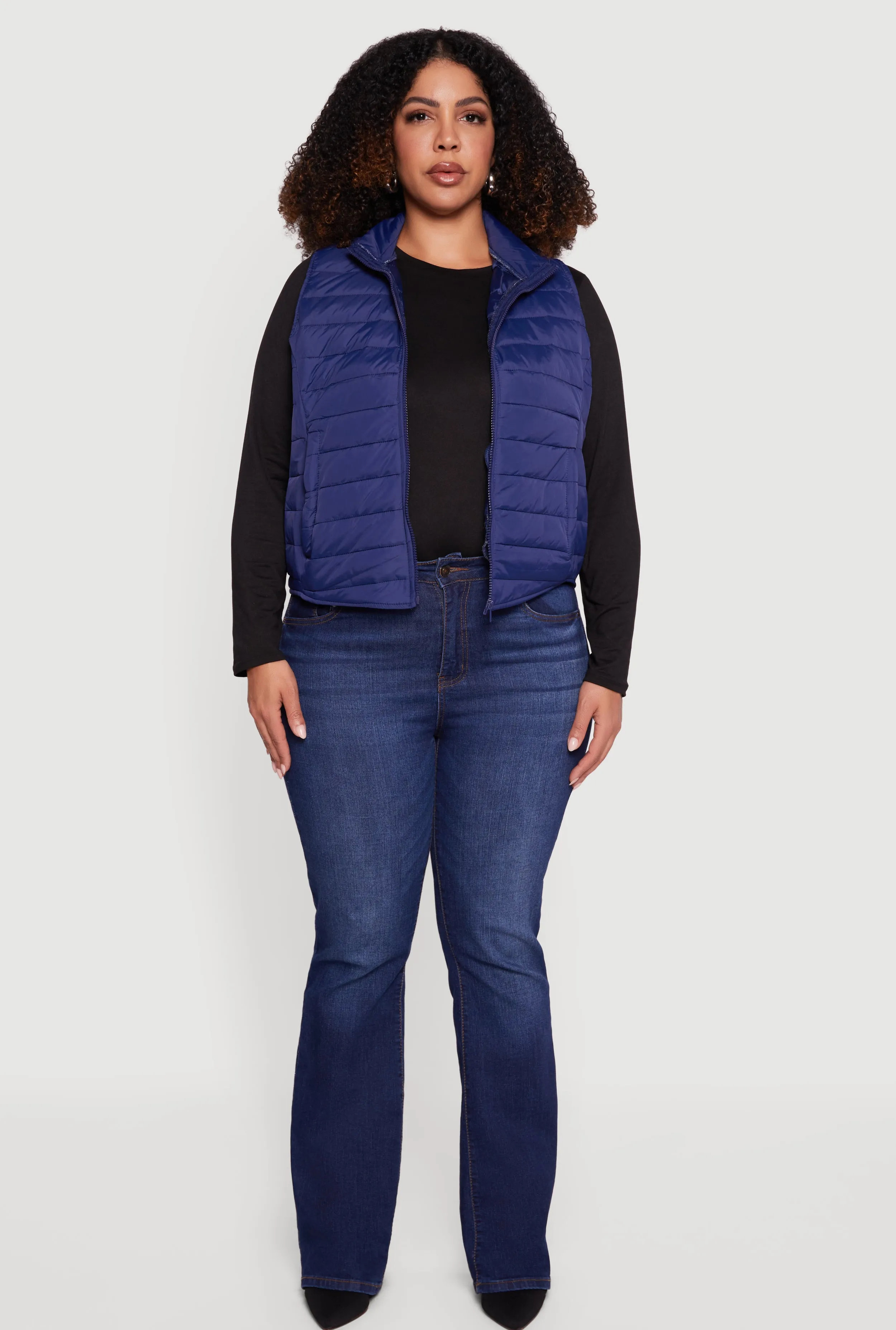 Plus Size Mock Neck Zip Front Puffer Vest sold by Rainbow product image thumbnail 3