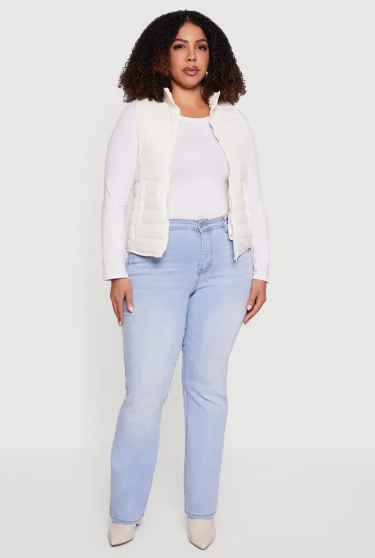 Plus Size Mock Neck Zip Front Puffer Vest sold by Rainbow