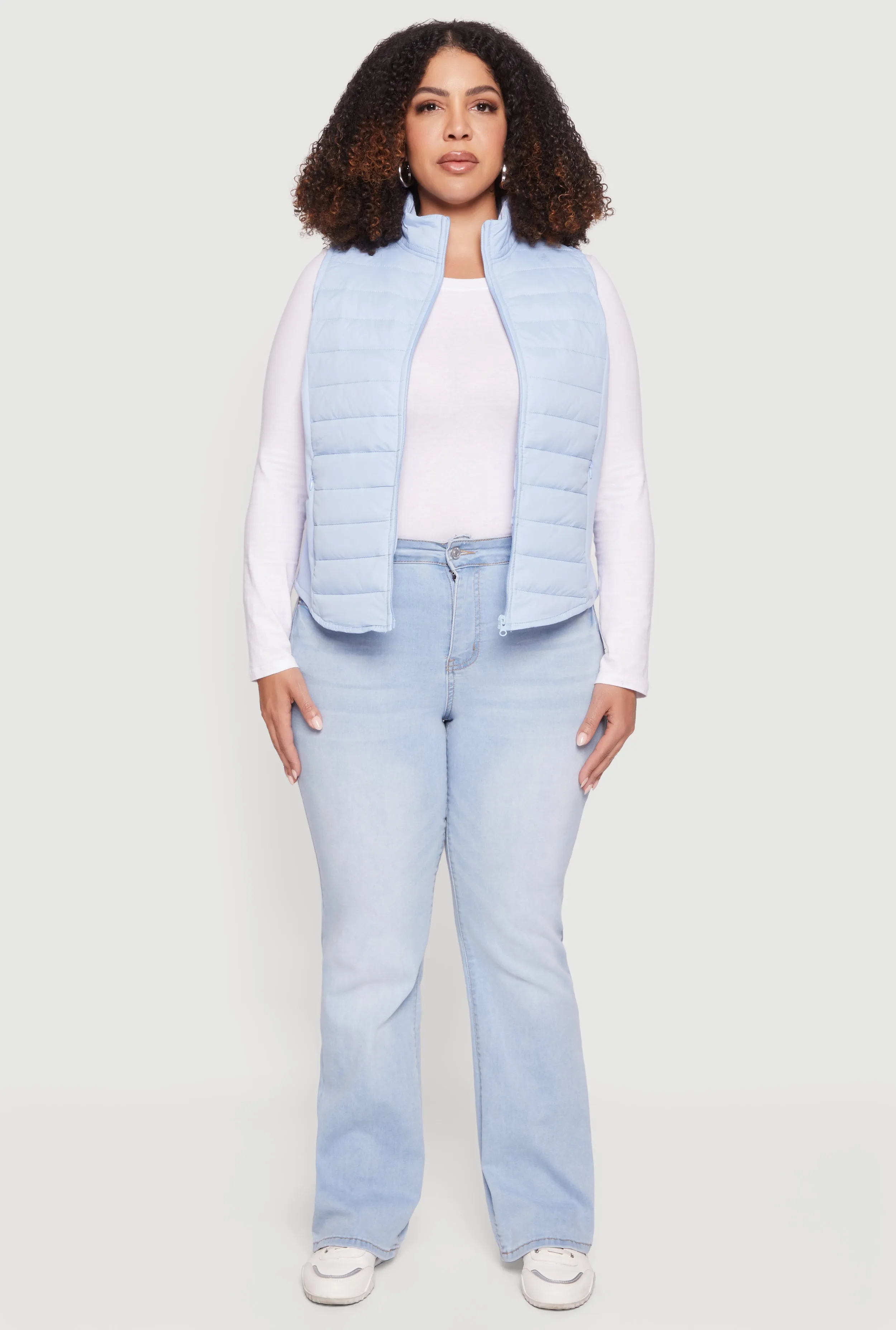Plus Size Fleece Lined Side Detail Nylon Puffer Vest sold by Rainbow product image thumbnail 3