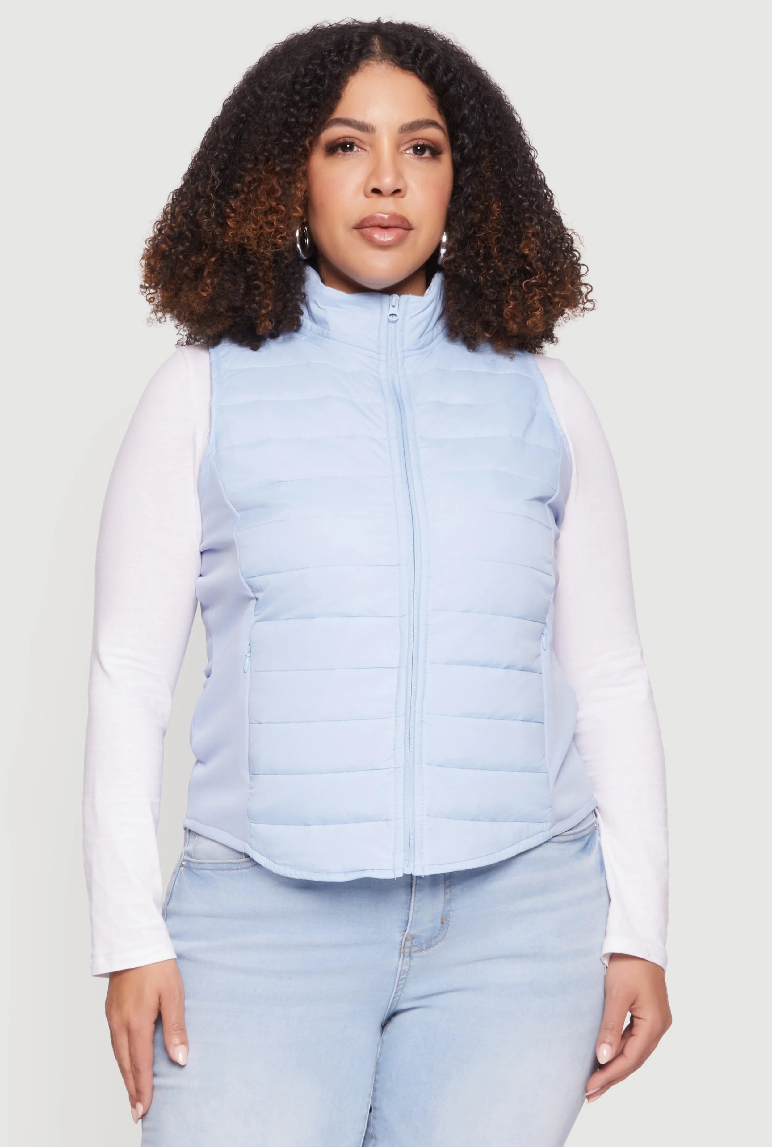 Plus Size Fleece Lined Side Detail Nylon Puffer Vest sold by Rainbow product image thumbnail 2