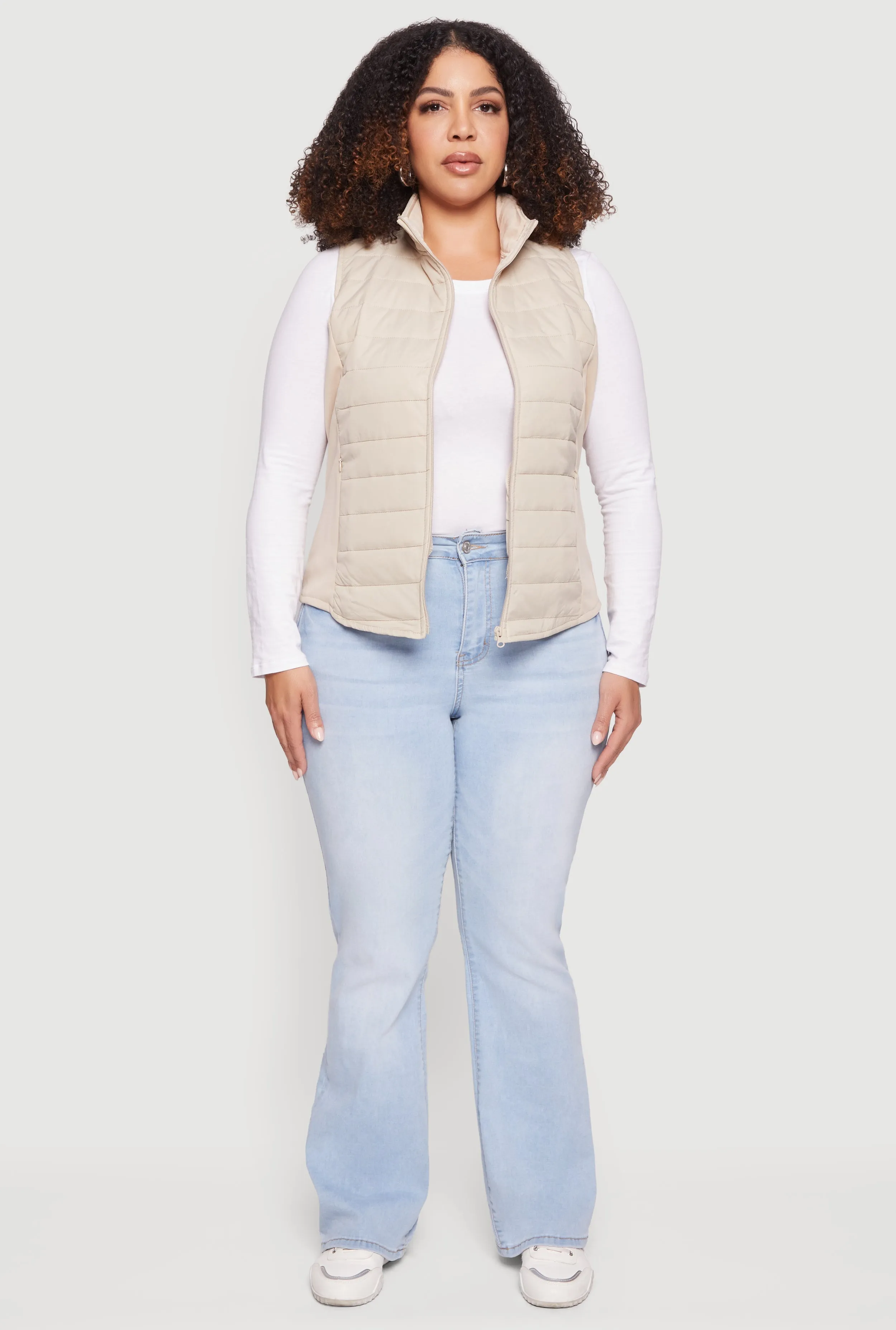 Plus Size Fleece Lined Side Detail Nylon Puffer Vest sold by Rainbow product image thumbnail 3