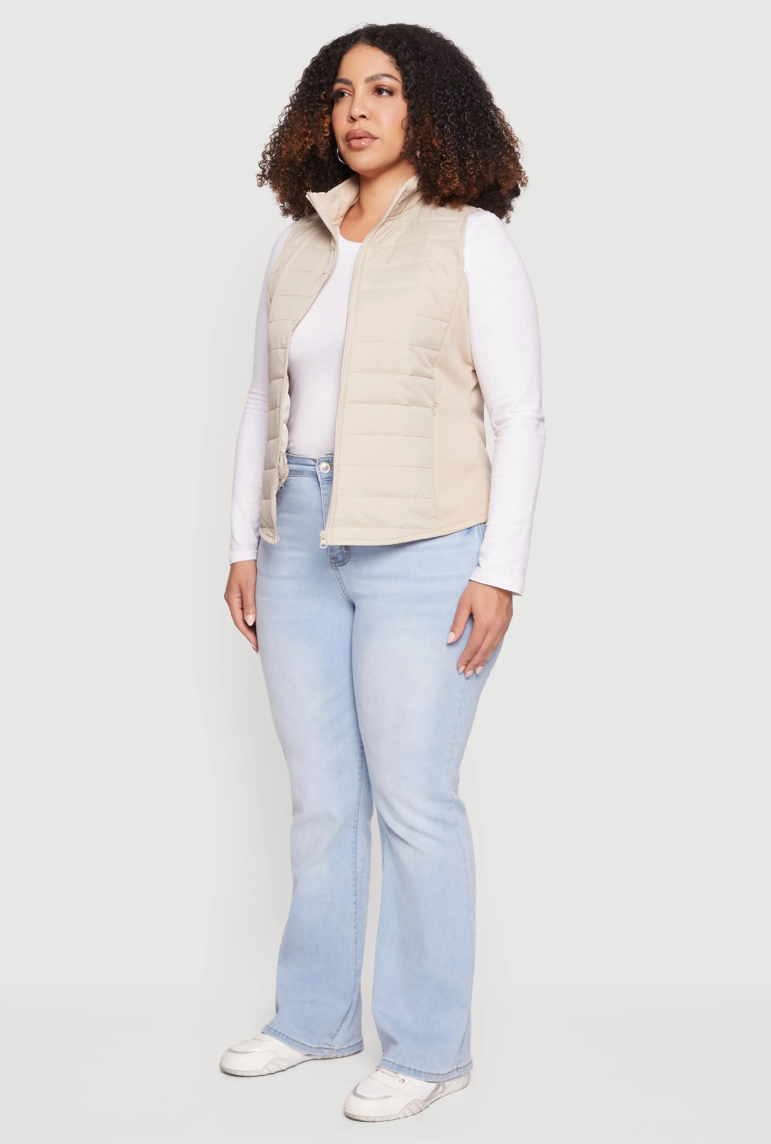 Plus Size Fleece Lined Side Detail Nylon Puffer Vest sold by Rainbow product image thumbnail 5