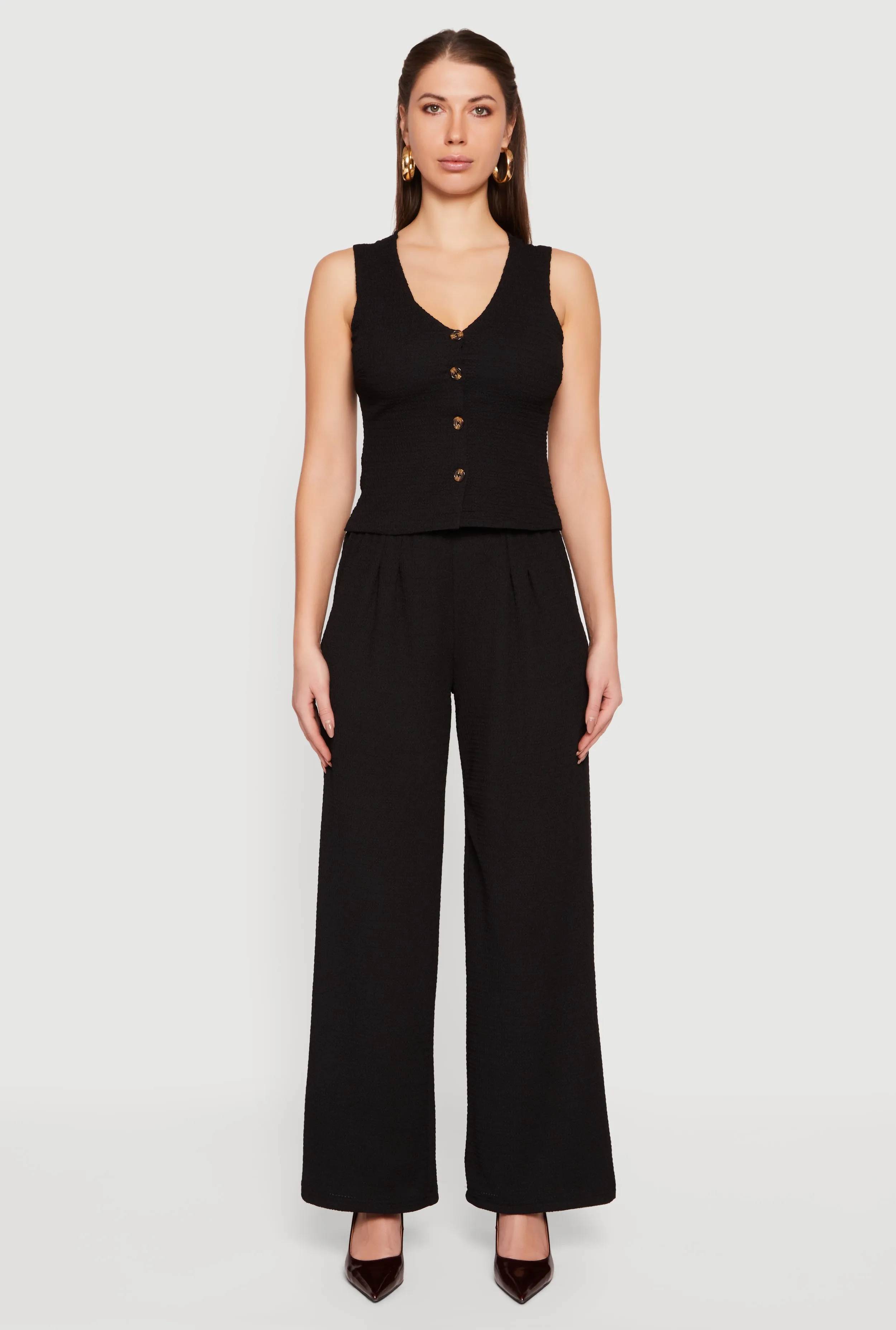 Textured Knit Button Front Vest sold by Rainbow product image thumbnail 2