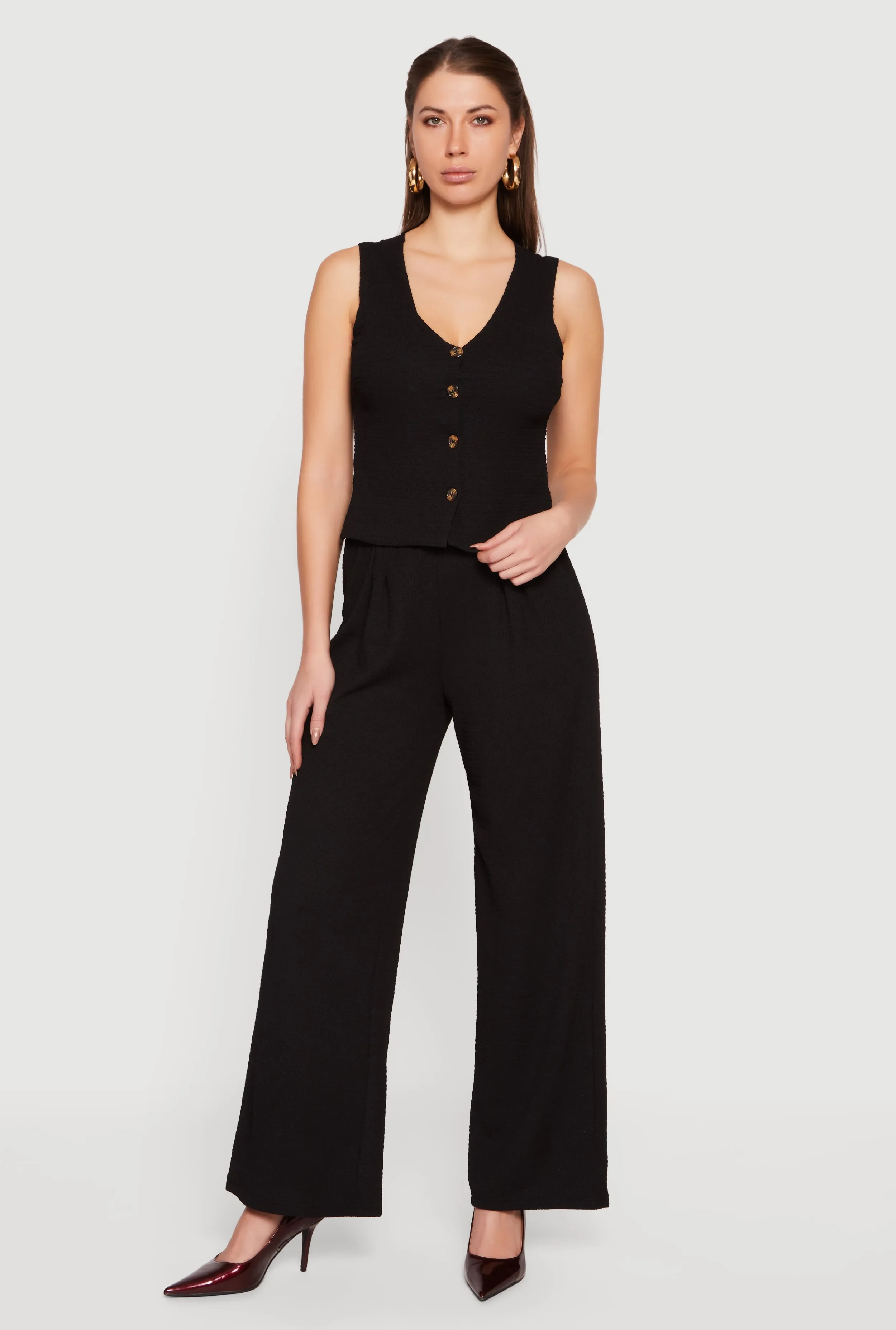 Textured Knit Button Front Vest sold by Rainbow product image thumbnail 3