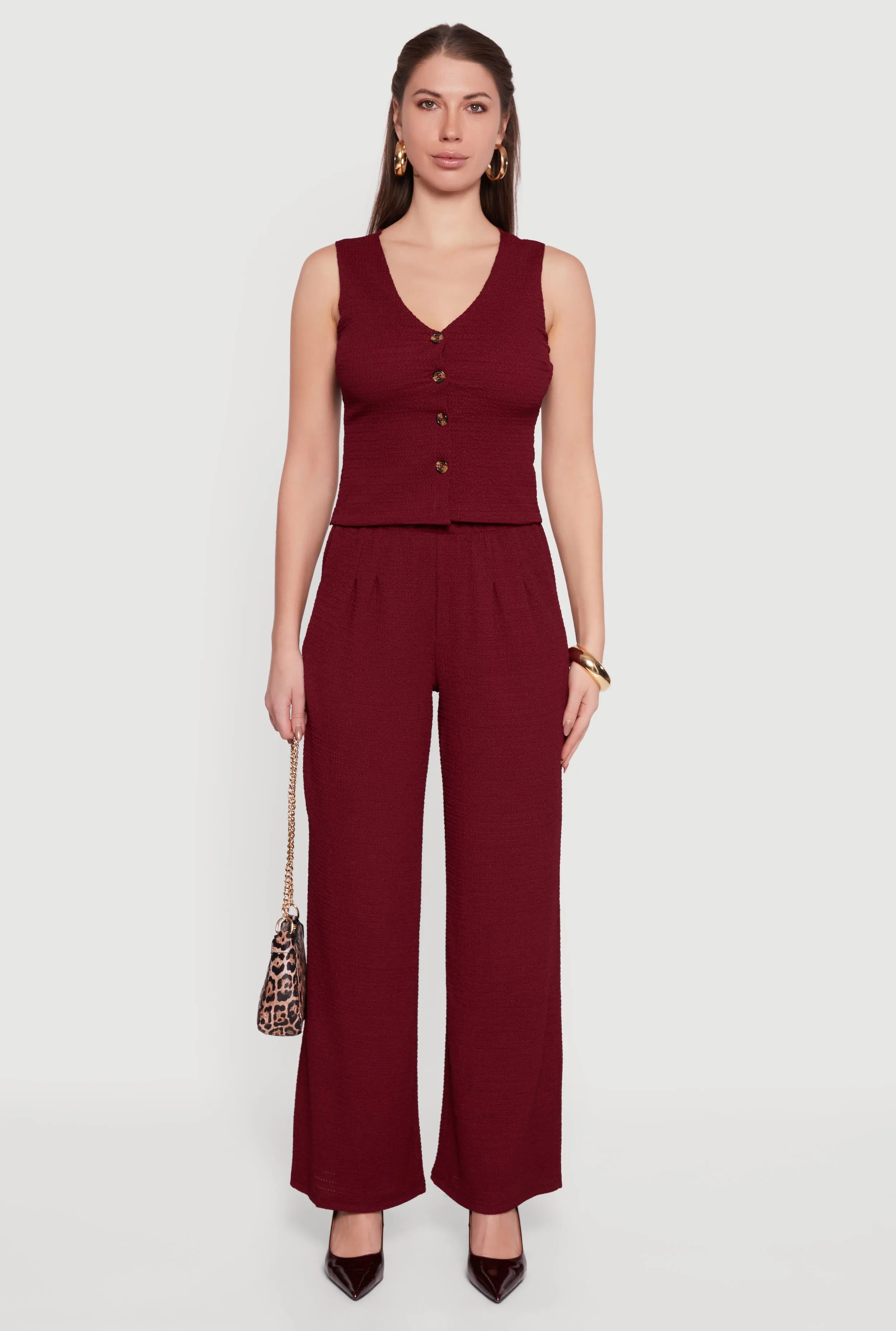 Textured Knit Button Front Vest sold by Rainbow product image thumbnail 3