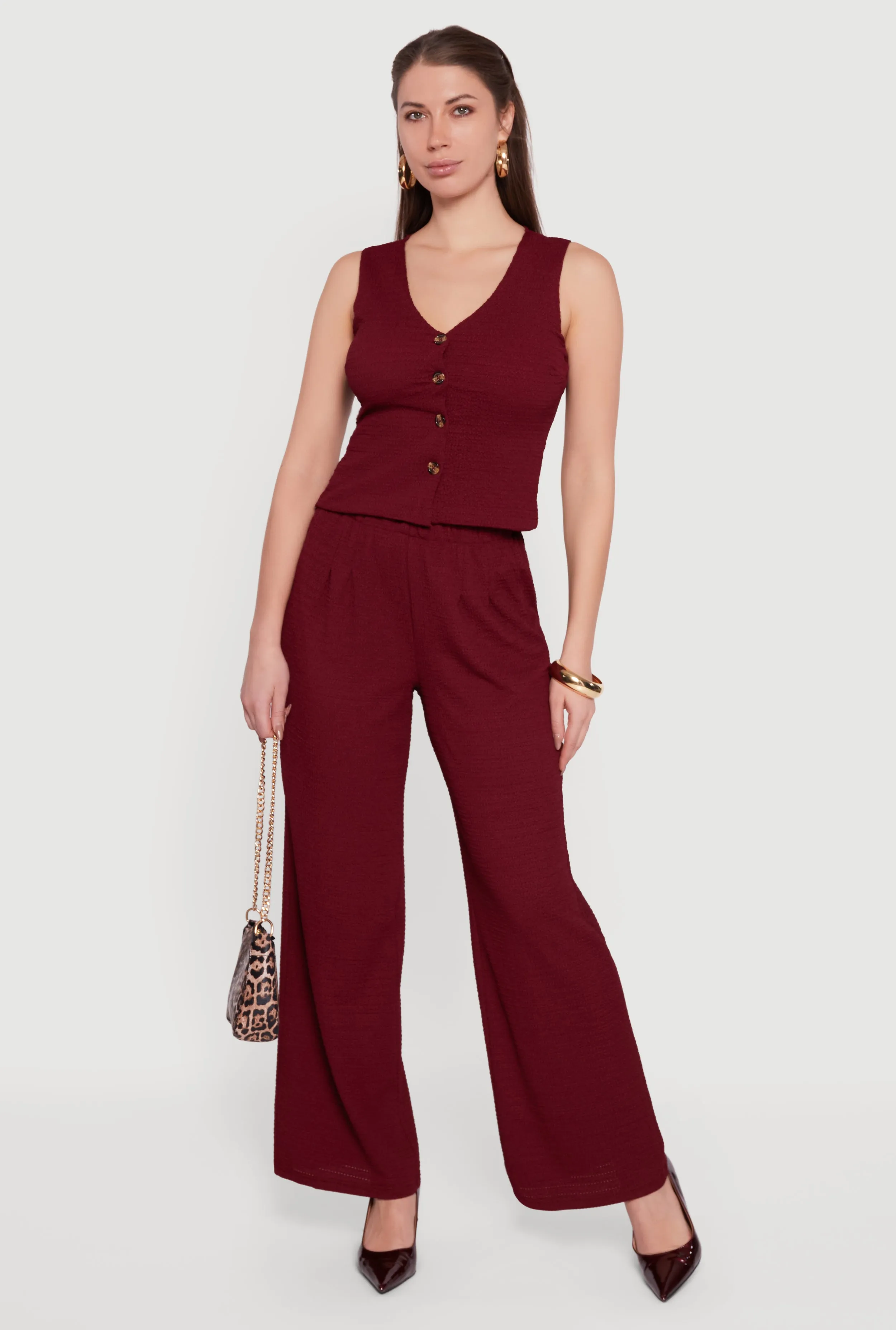 Textured Knit Button Front Vest sold by Rainbow product image thumbnail 2