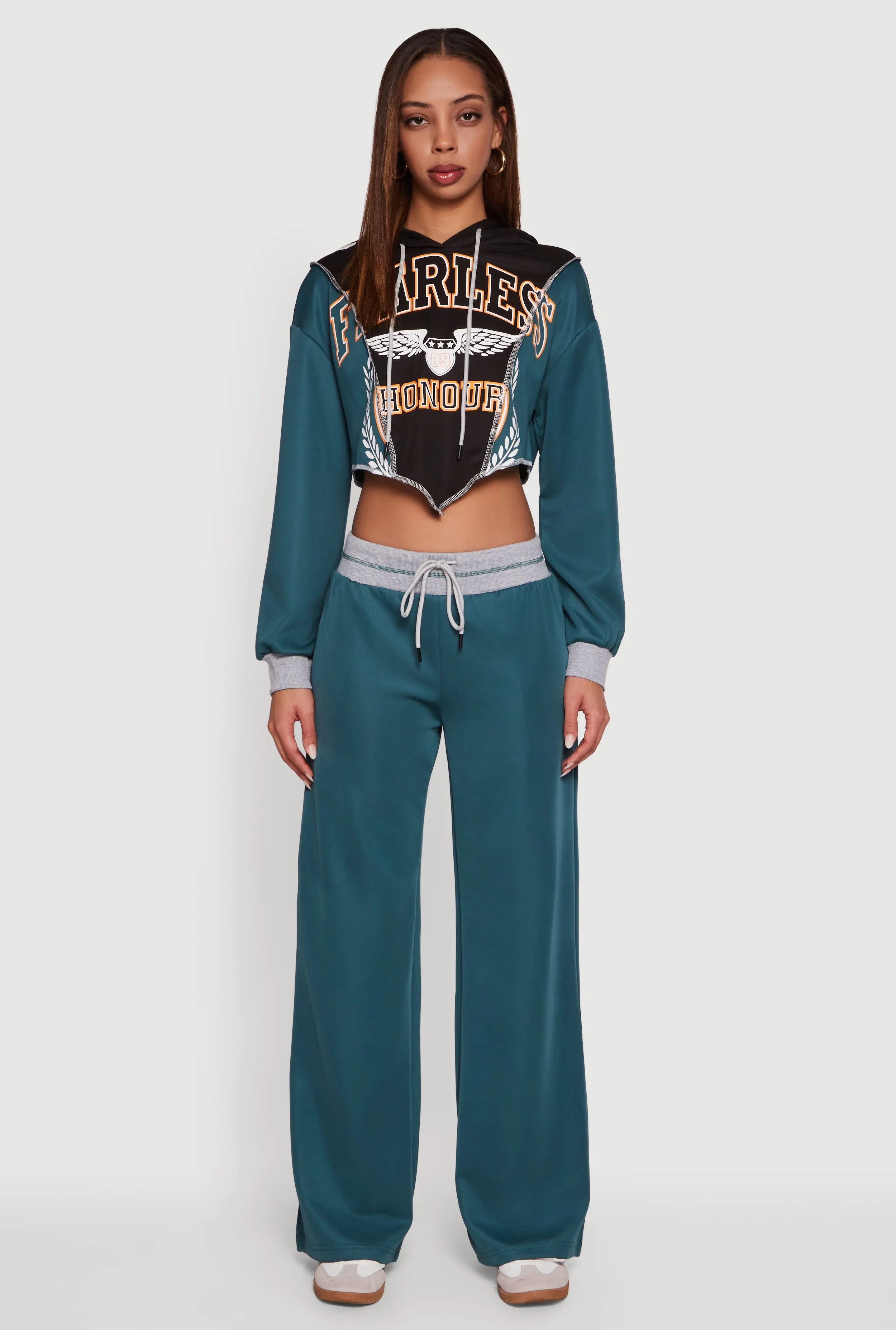 Drawstring Wide Leg Pants with Contrast Waistband sold by Rainbow product image thumbnail 2