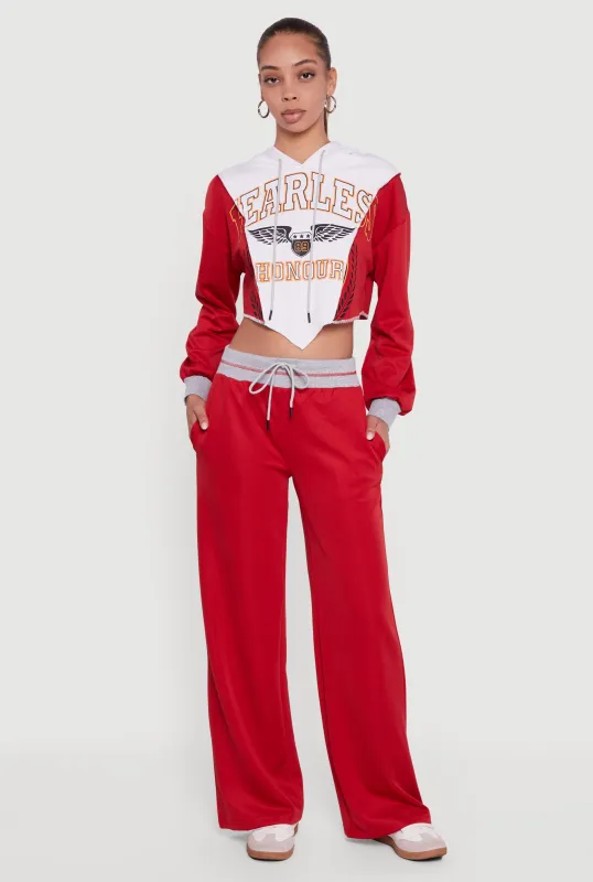 Drawstring Wide Leg Pants with Contrast Waistband sold by Rainbow