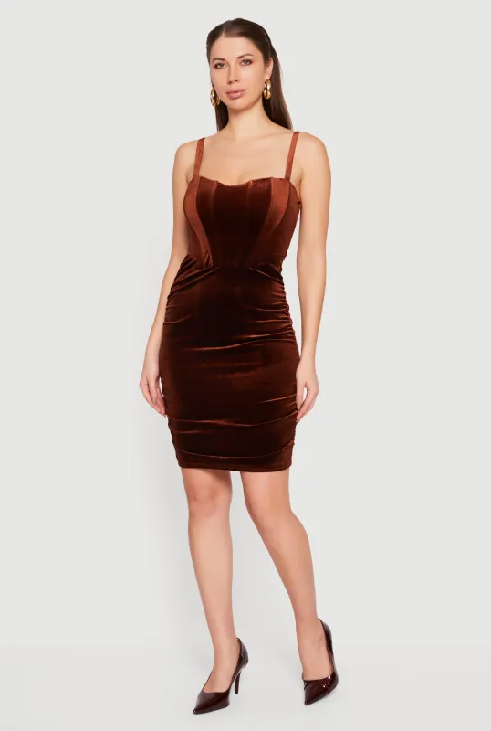 Velvet Ruched Corset Mini Dress sold by Rainbow