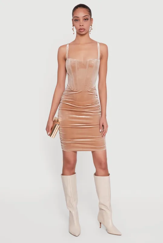 Velvet Ruched Corset Mini Dress sold by Rainbow
