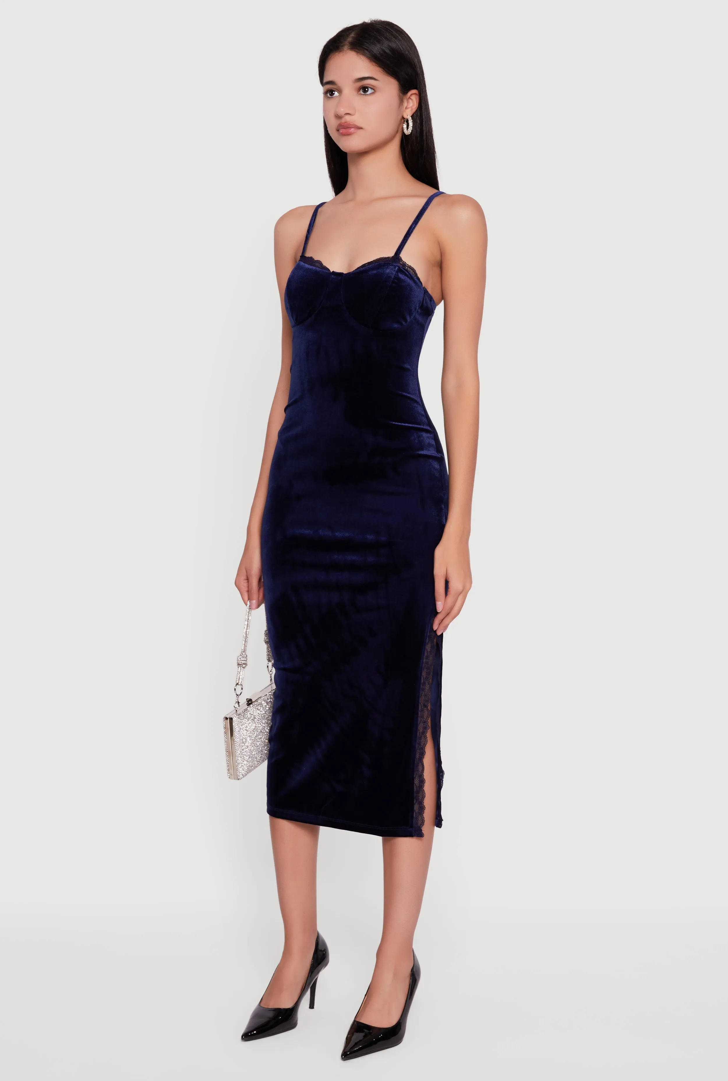 Velvet Sweetheart Bustier Dress with Side Slit sold by Rainbow product image thumbnail 3