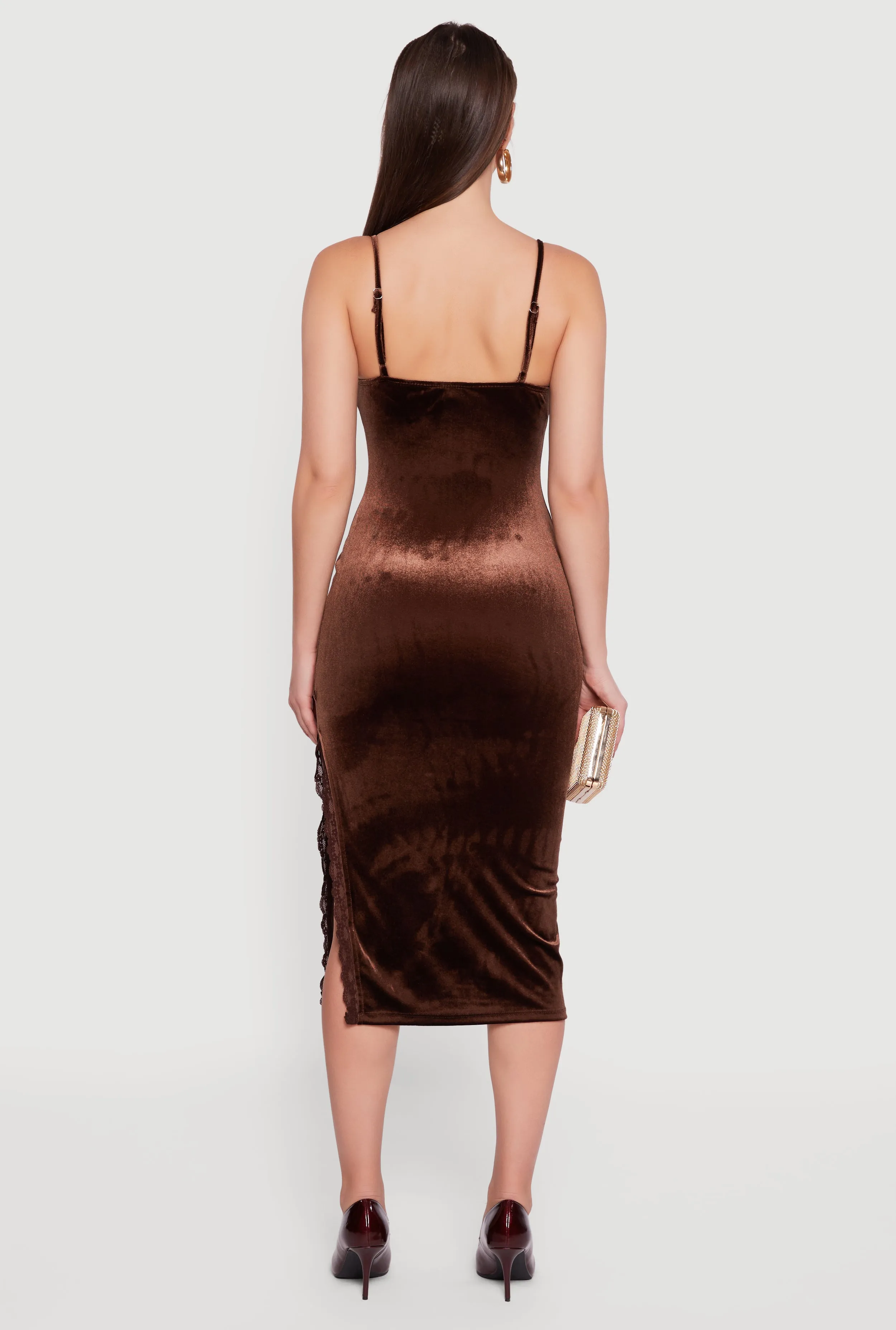 Velvet Sweetheart Bustier Dress with Side Slit sold by Rainbow product image thumbnail 5