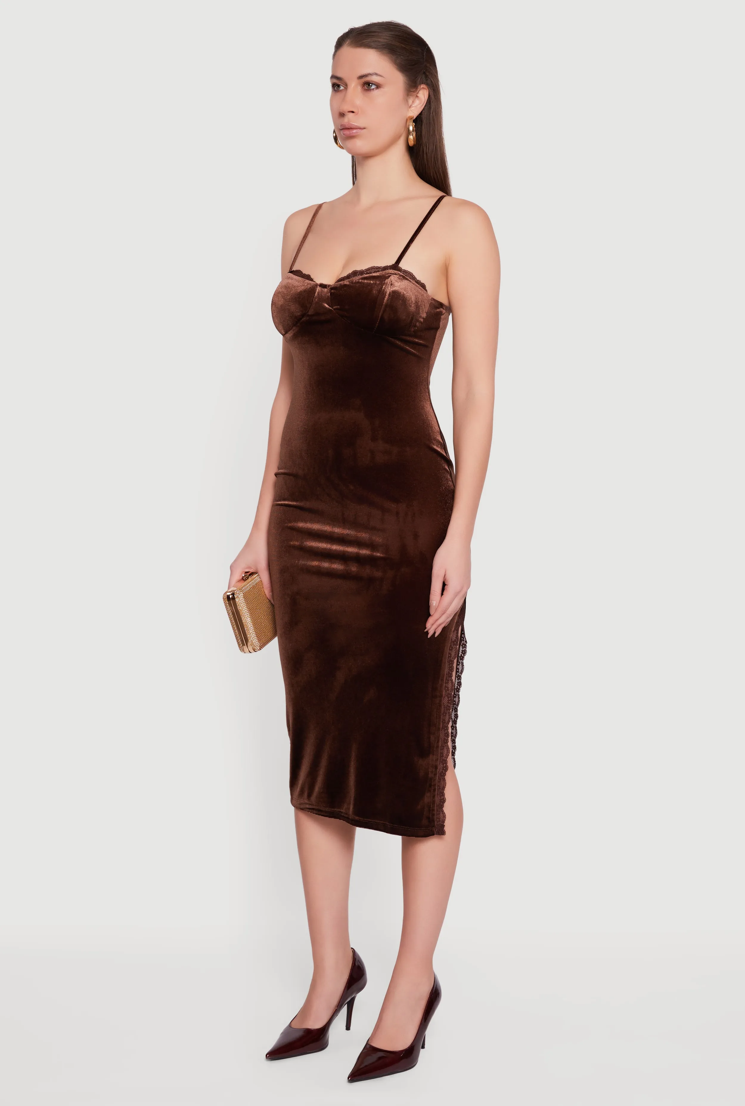 Velvet Sweetheart Bustier Dress with Side Slit sold by Rainbow product image thumbnail 3