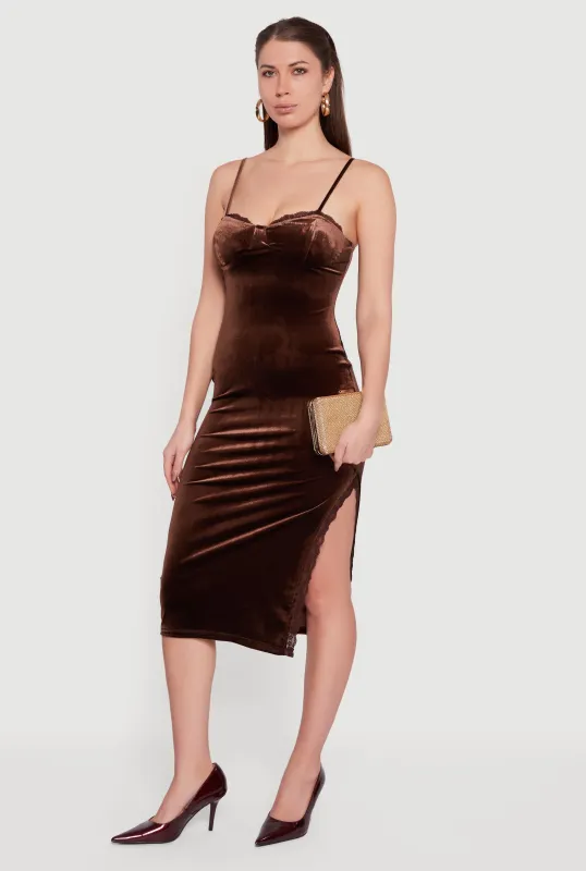 Velvet Sweetheart Bustier Dress with Side Slit sold by Rainbow