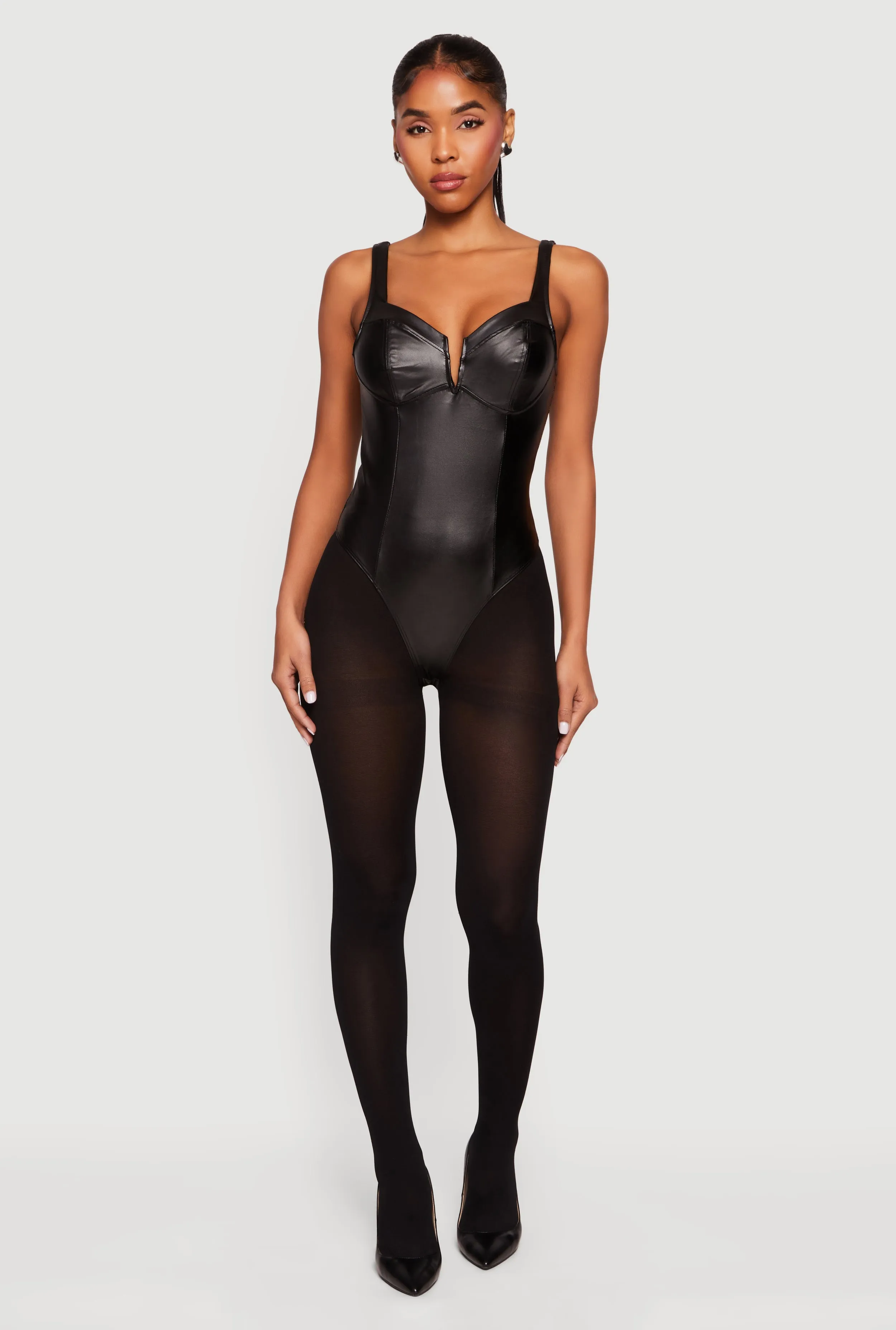 Leather Look Sleeveless Bustier Bodysuit sold by Rainbow product image thumbnail 3