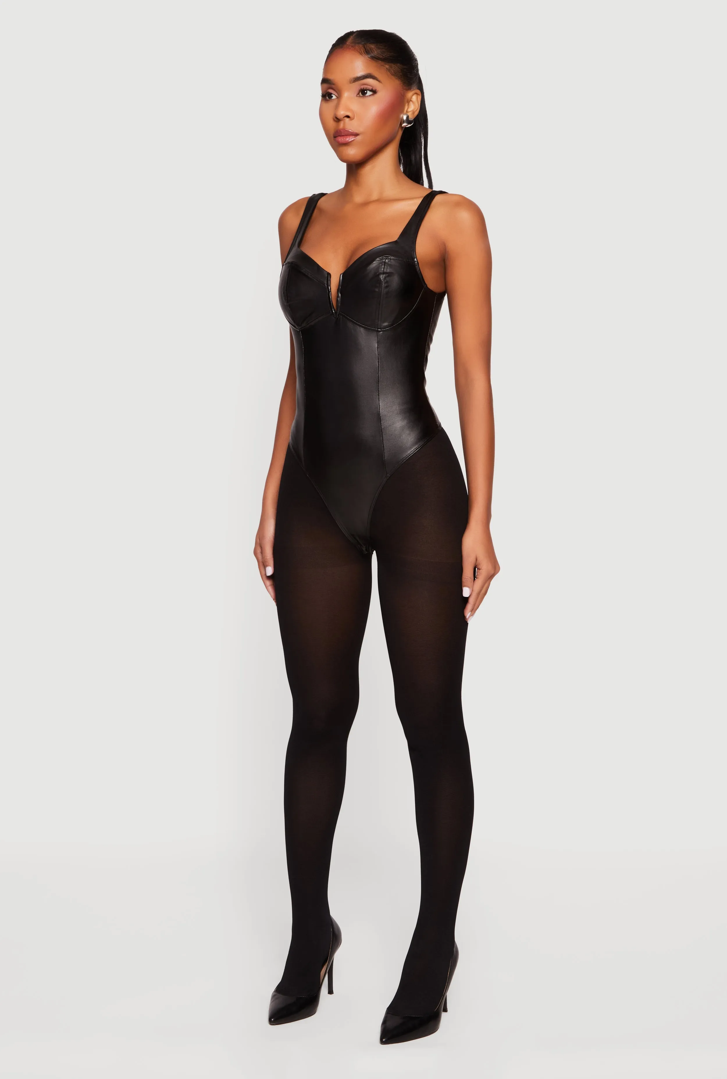 Leather Look Sleeveless Bustier Bodysuit sold by Rainbow product image thumbnail 5