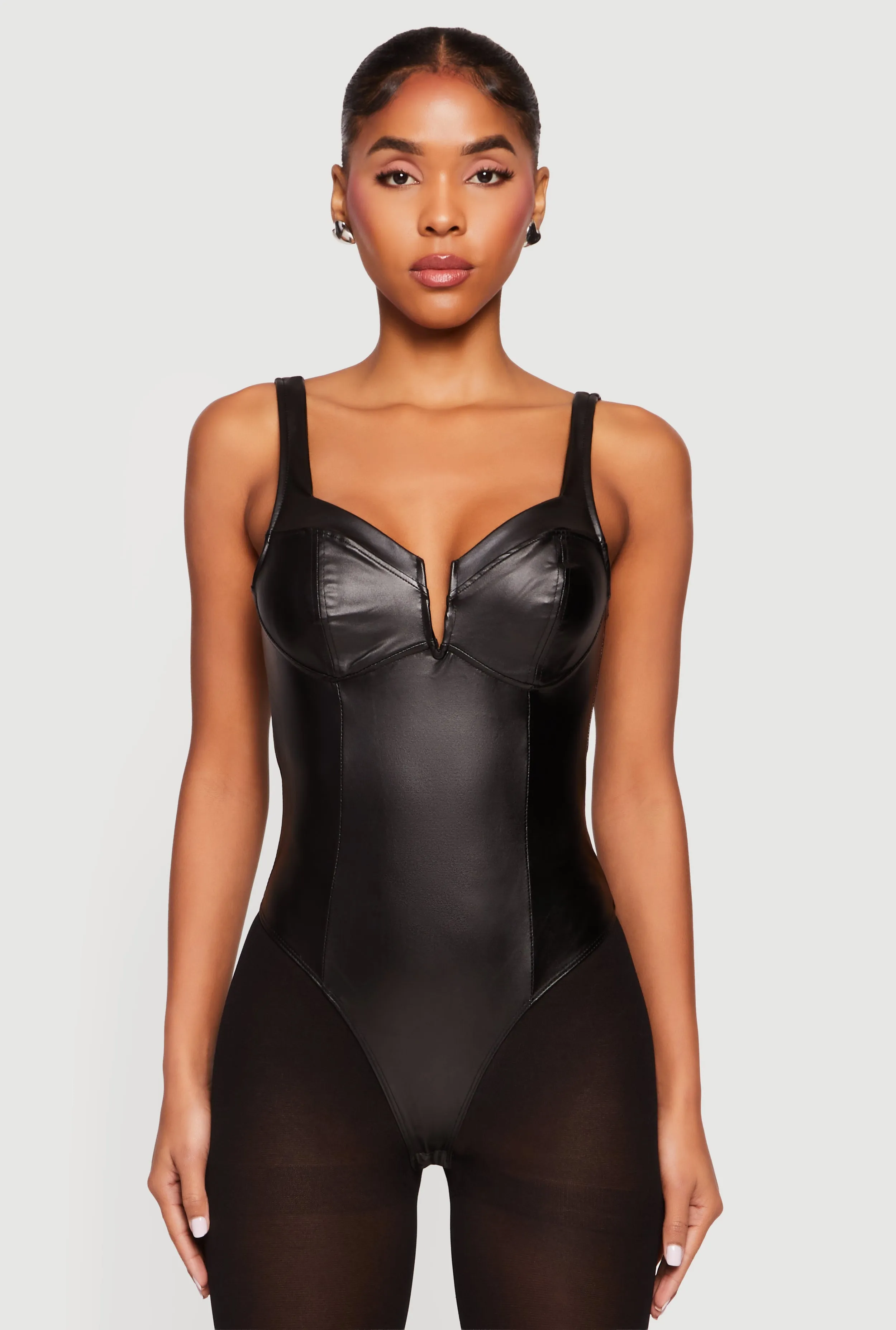 Leather Look Sleeveless Bustier Bodysuit sold by Rainbow product image thumbnail 2