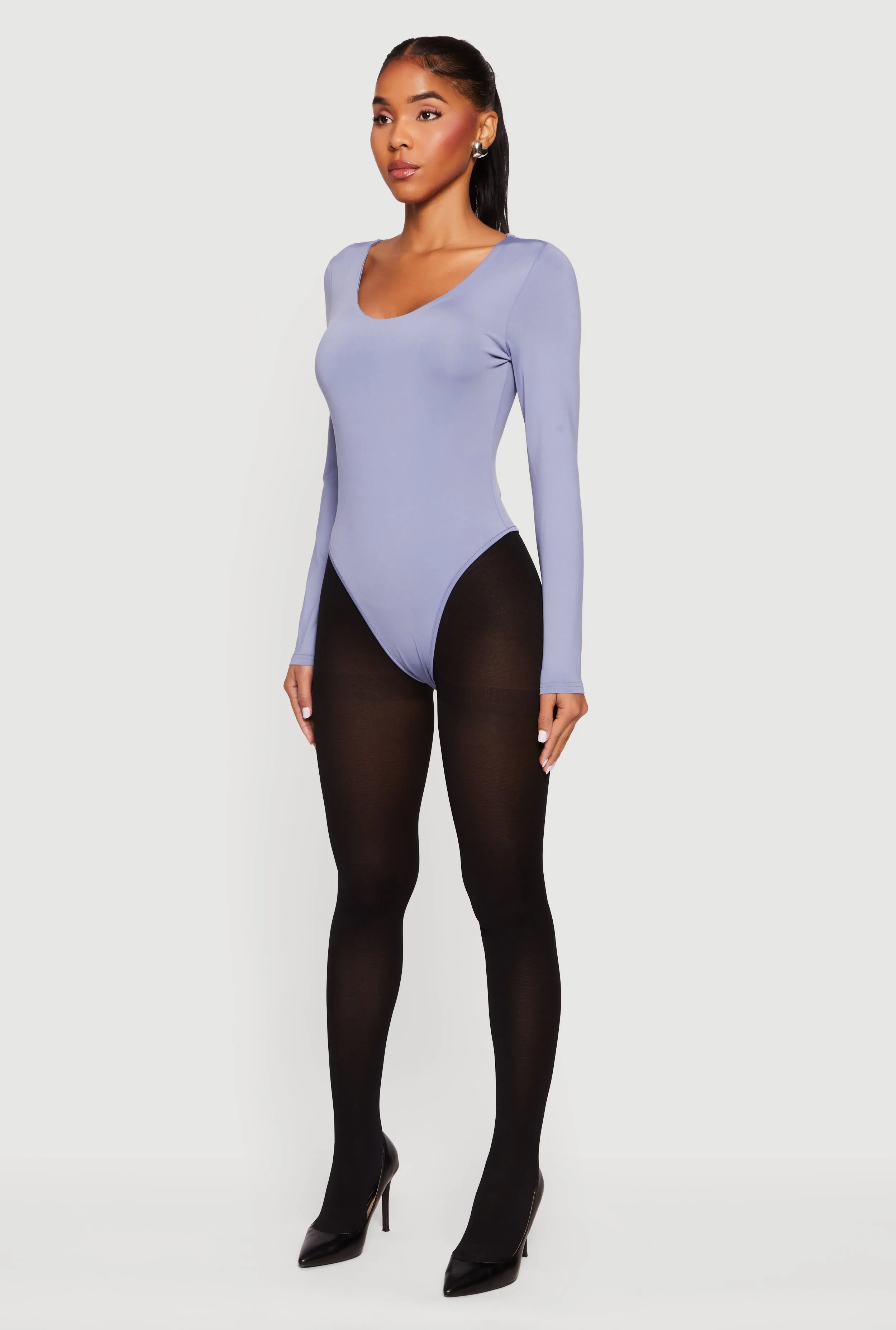 Solid Long Sleeve Scoop Neck Bodysuit sold by Rainbow product image thumbnail 5