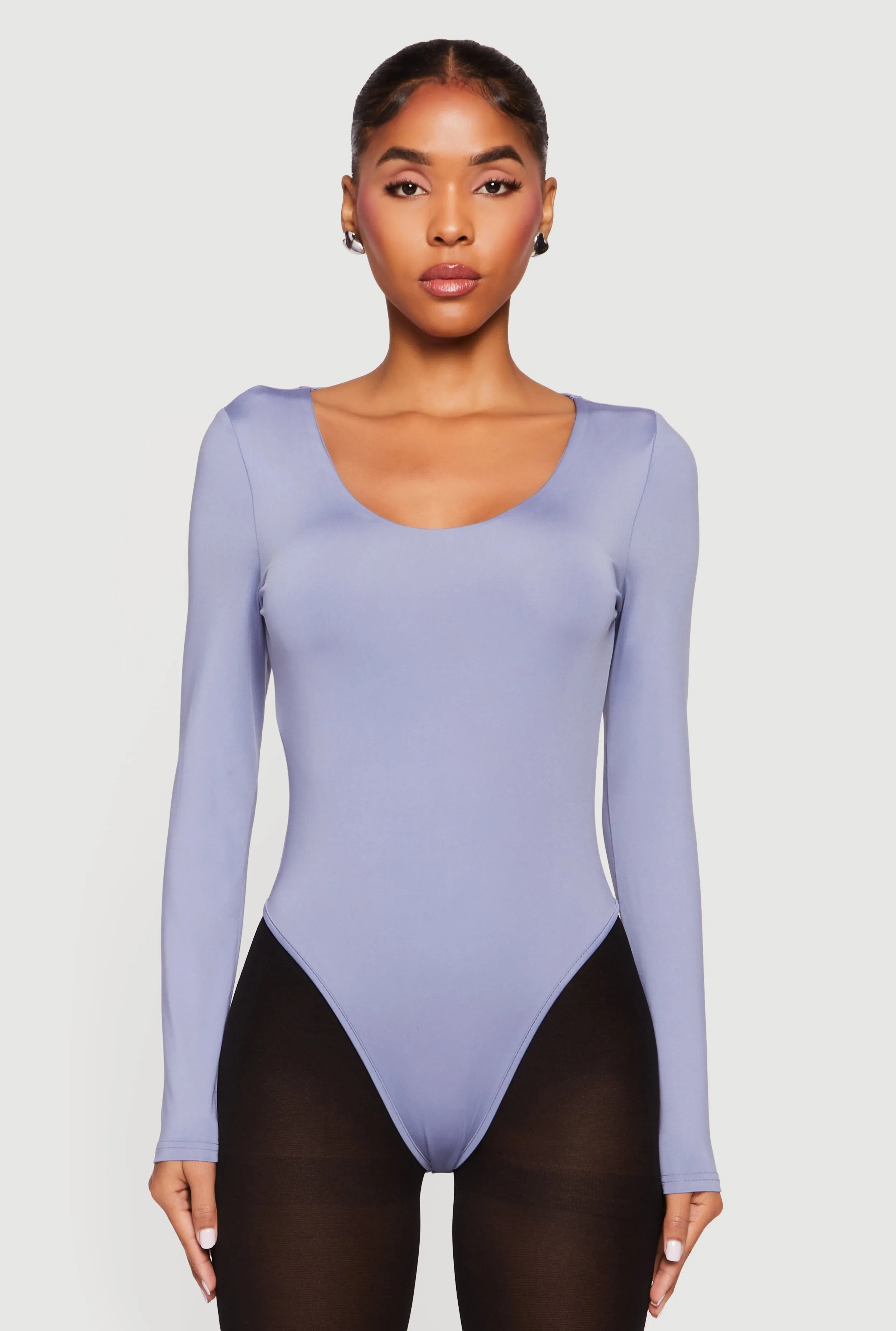 Solid Long Sleeve Scoop Neck Bodysuit sold by Rainbow product image thumbnail 2
