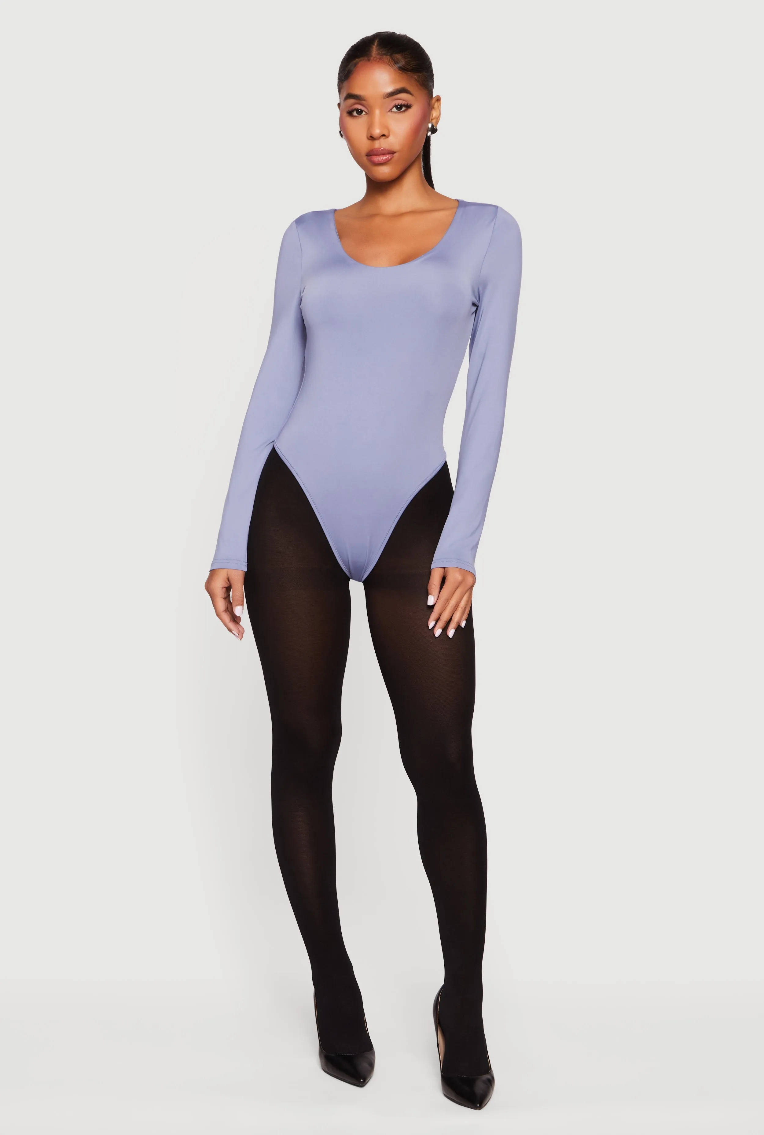 Solid Long Sleeve Scoop Neck Bodysuit sold by Rainbow product image thumbnail 3