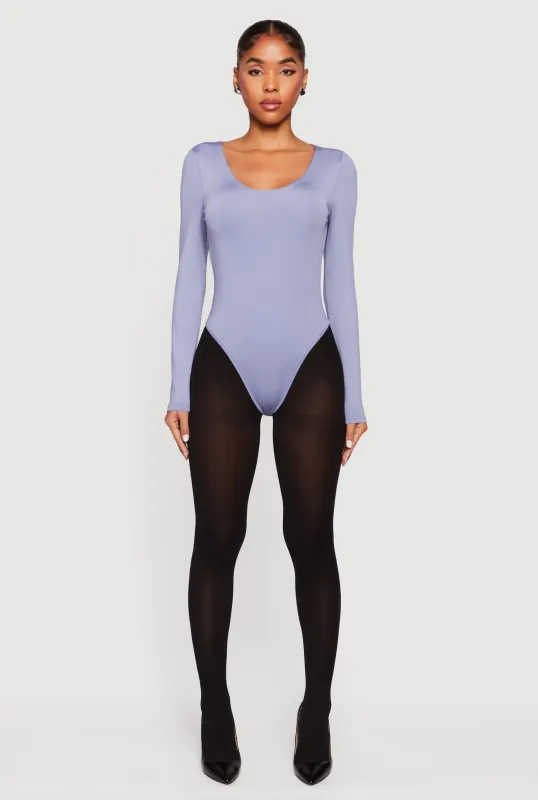 Solid Long Sleeve Scoop Neck Bodysuit sold by Rainbow