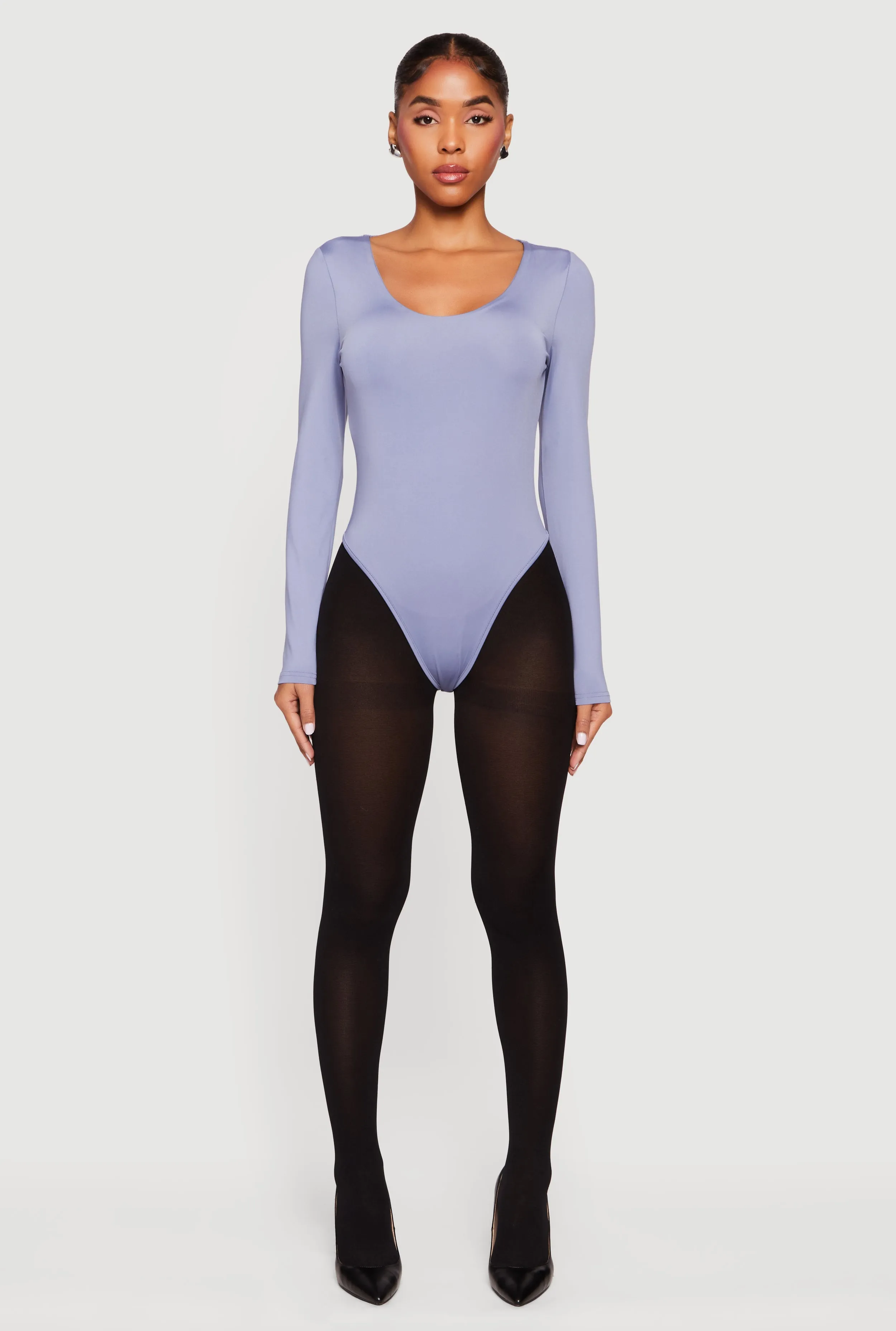 Solid Long Sleeve Scoop Neck Bodysuit sold by Rainbow
