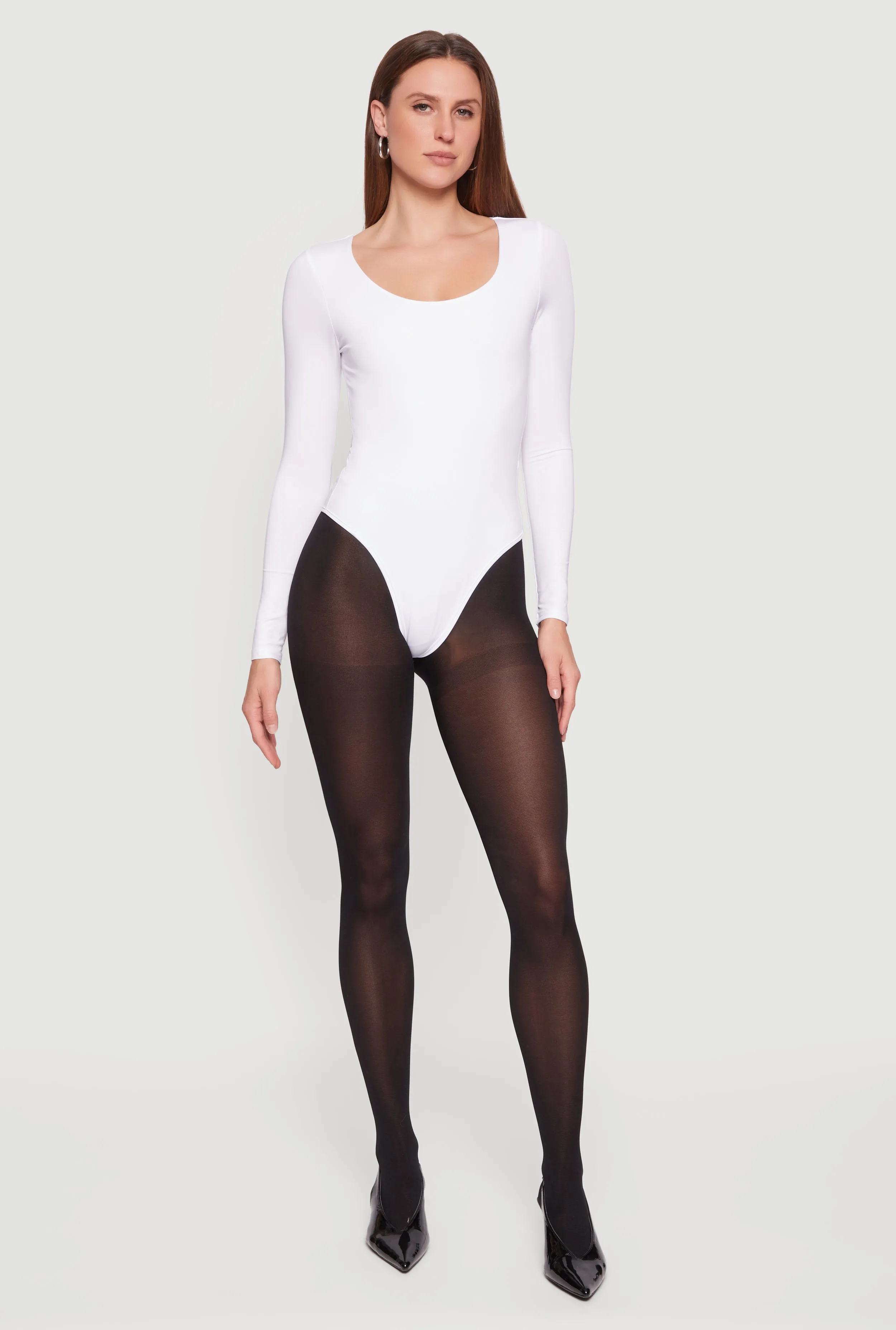 Solid Long Sleeve Scoop Neck Bodysuit sold by Rainbow product image thumbnail 4