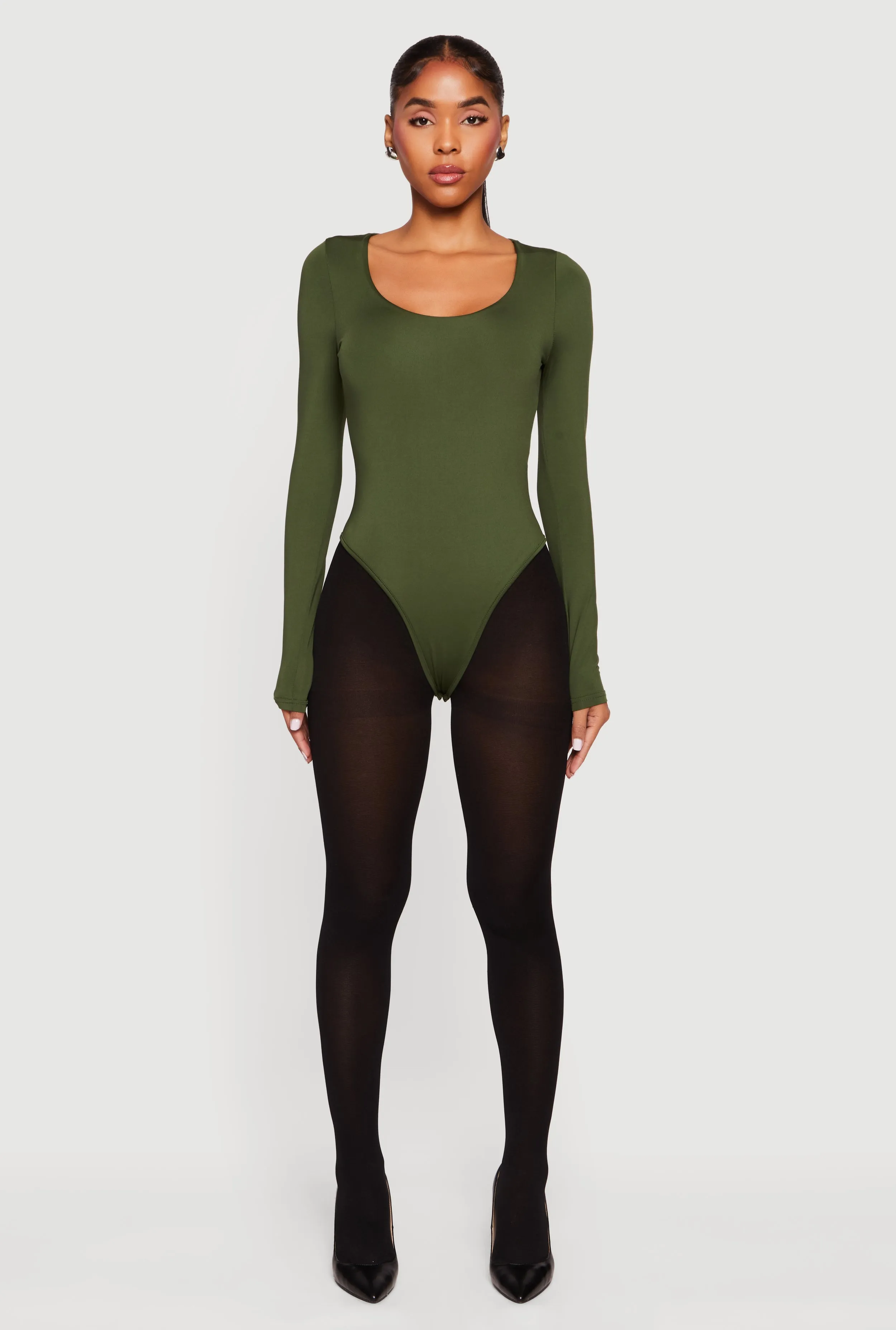 Solid Long Sleeve Scoop Neck Bodysuit sold by Rainbow product image thumbnail 5