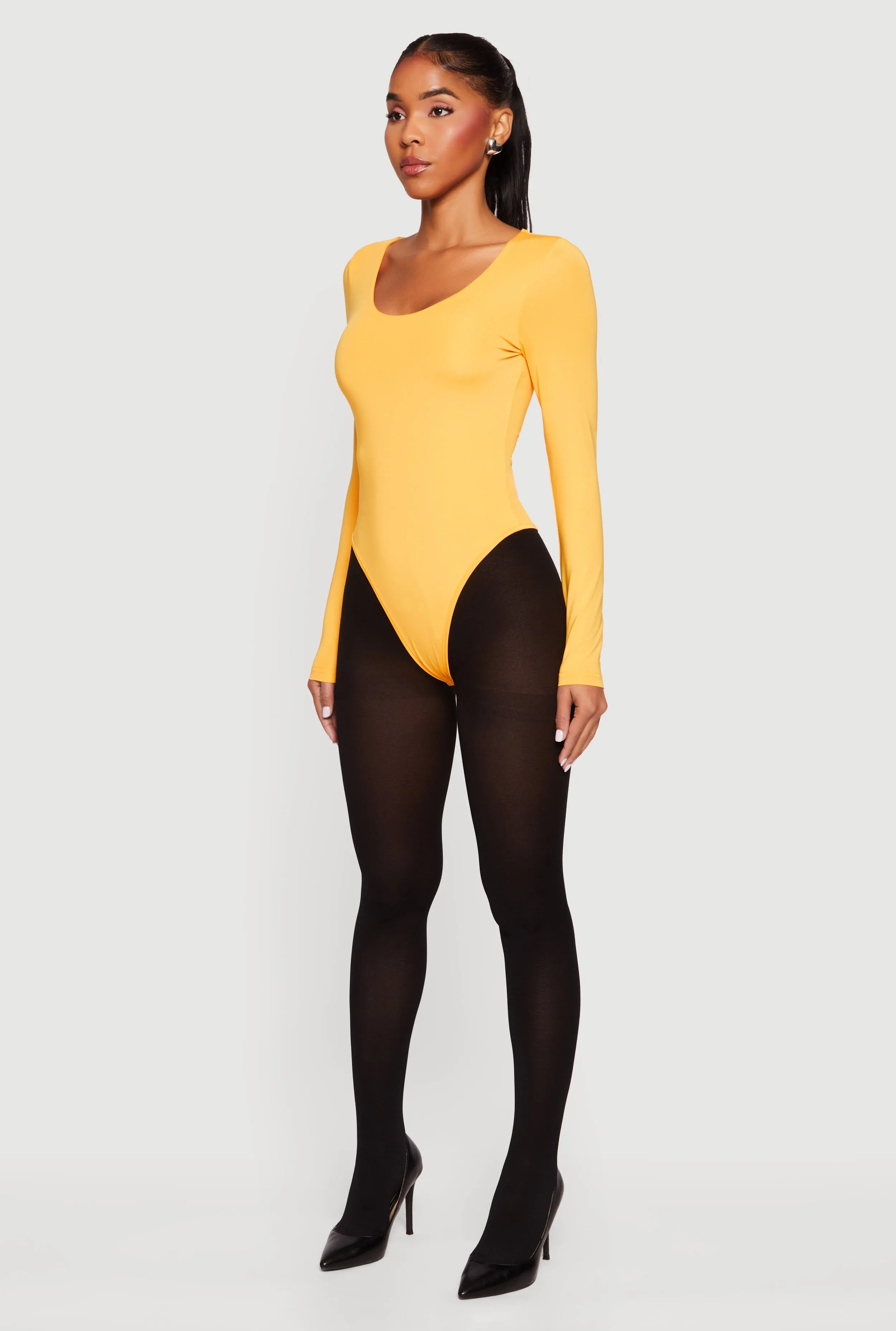 Solid Long Sleeve Scoop Neck Bodysuit sold by Rainbow product image thumbnail 5