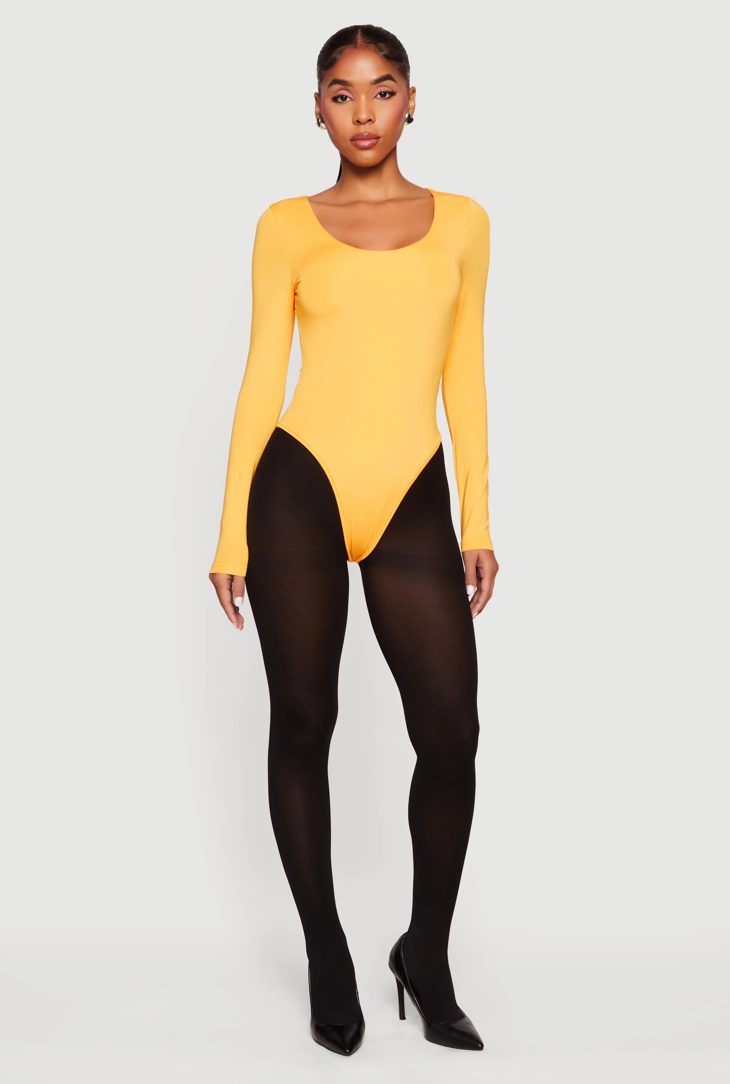 Solid Long Sleeve Scoop Neck Bodysuit sold by Rainbow product image thumbnail 3