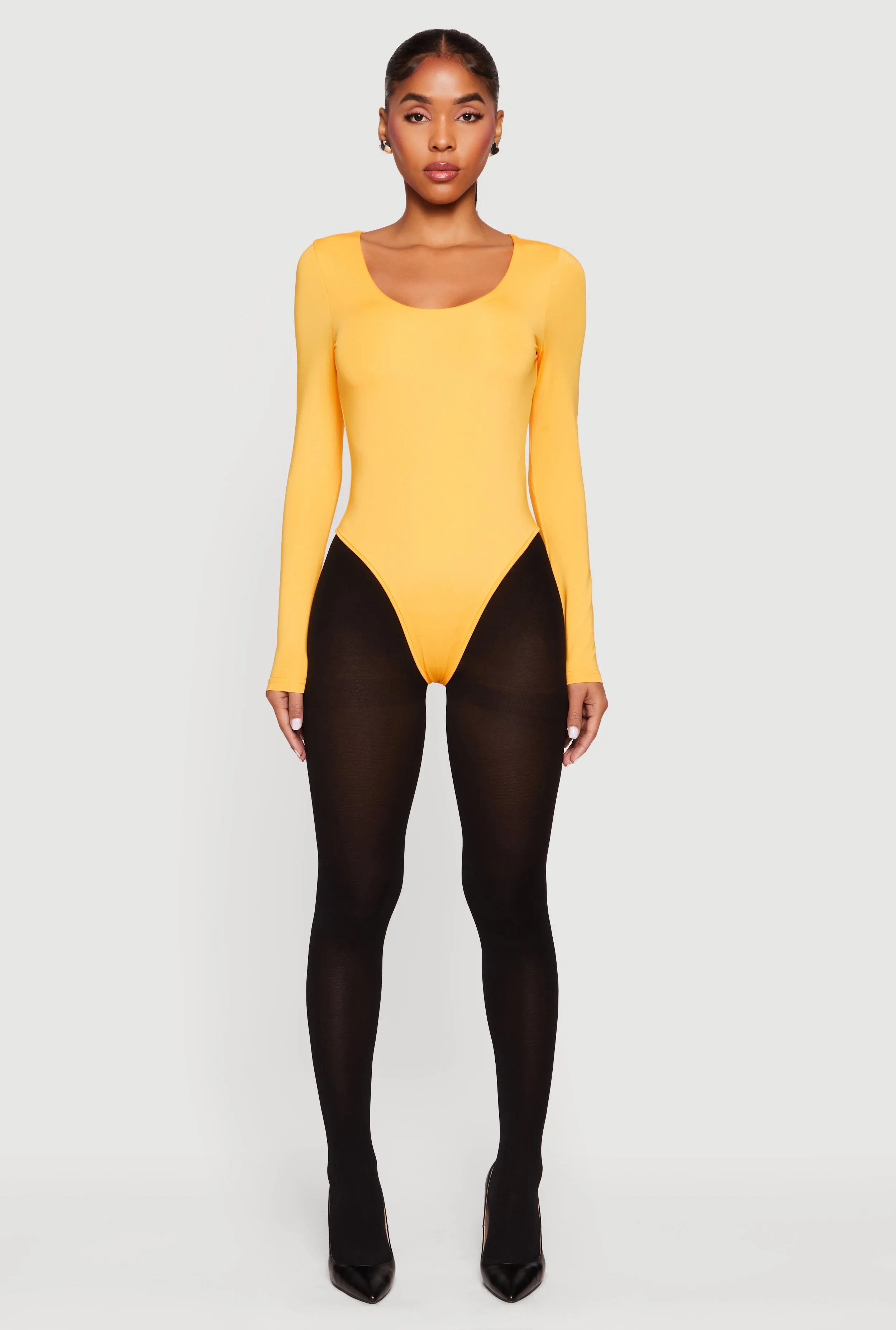 Solid Long Sleeve Scoop Neck Bodysuit sold by Rainbow