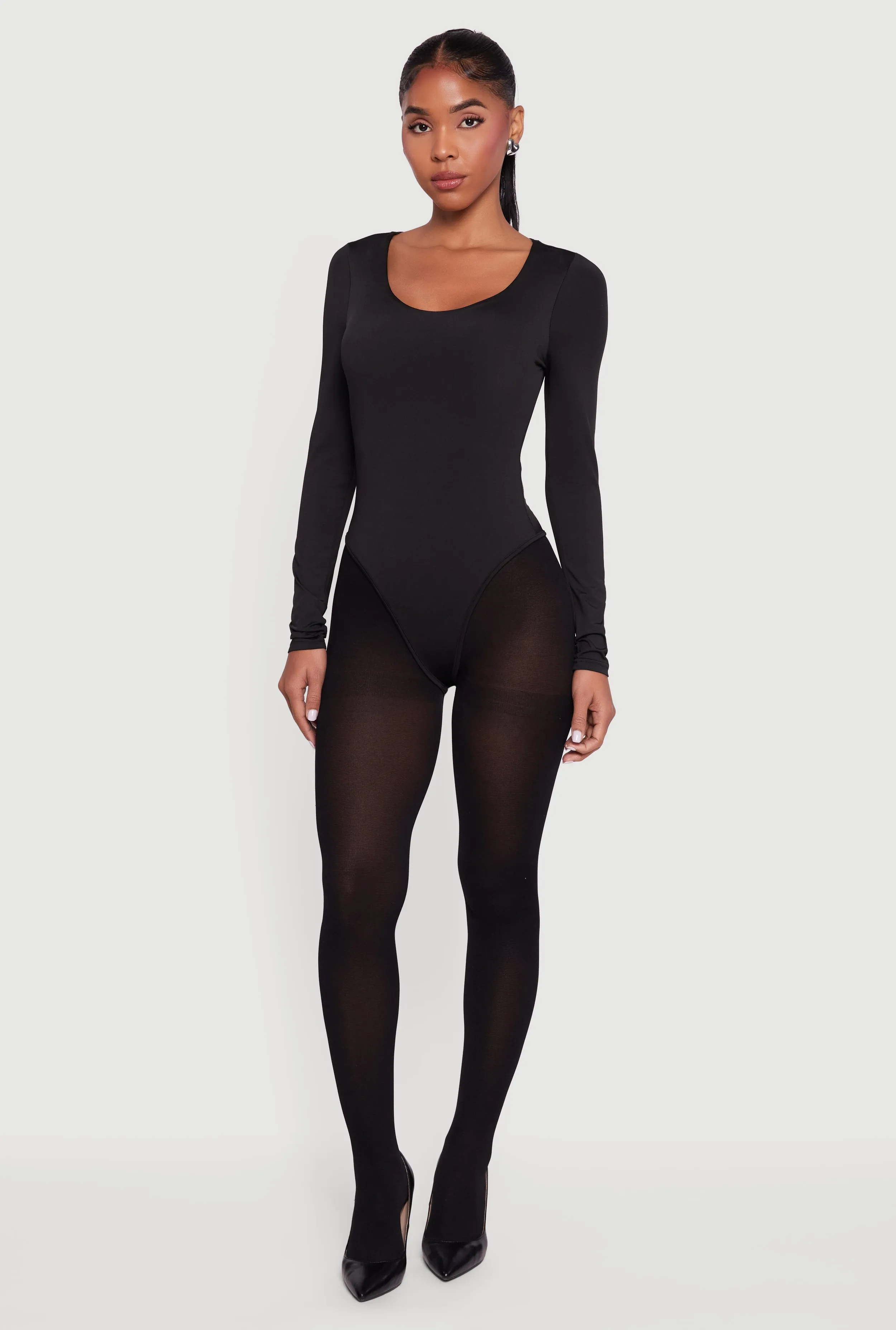 Solid Long Sleeve Scoop Neck Bodysuit sold by Rainbow