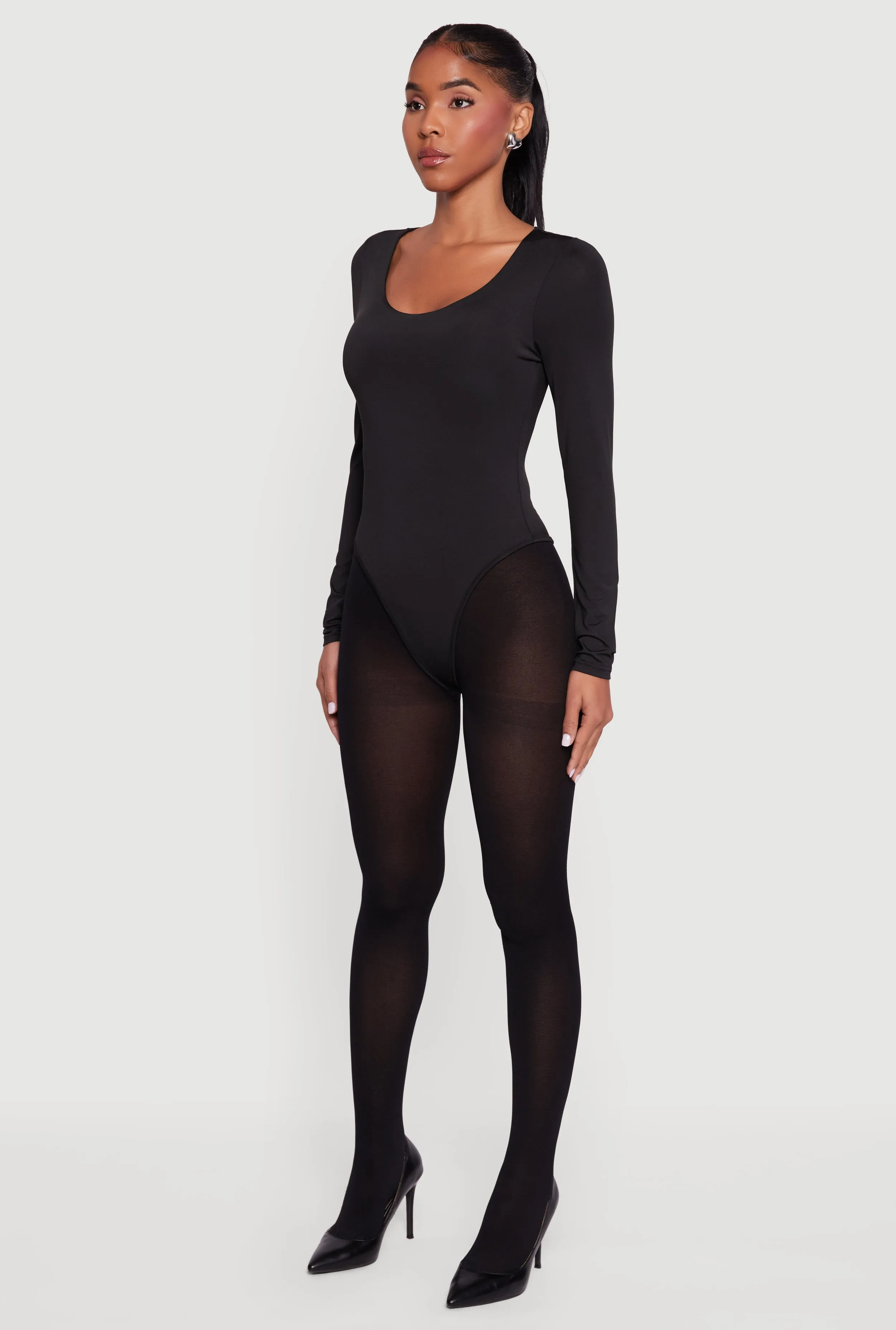 Solid Long Sleeve Scoop Neck Bodysuit sold by Rainbow product image thumbnail 5