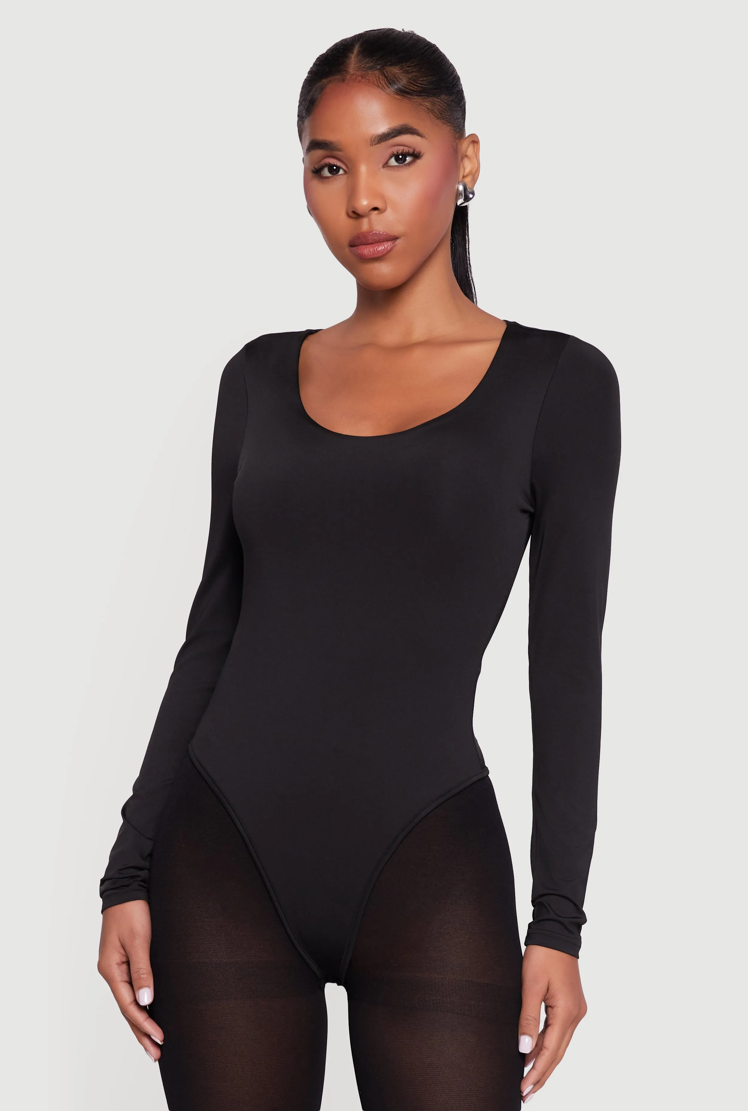 Solid Long Sleeve Scoop Neck Bodysuit sold by Rainbow product image thumbnail 2