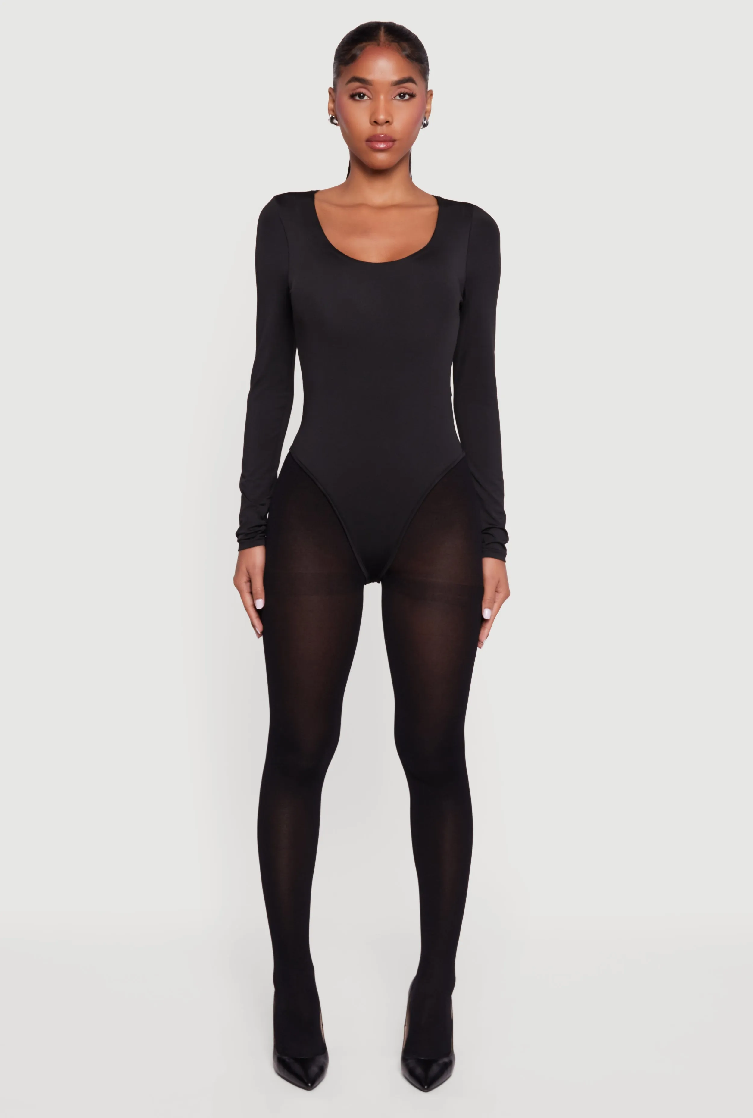 Solid Long Sleeve Scoop Neck Bodysuit sold by Rainbow product image thumbnail 3
