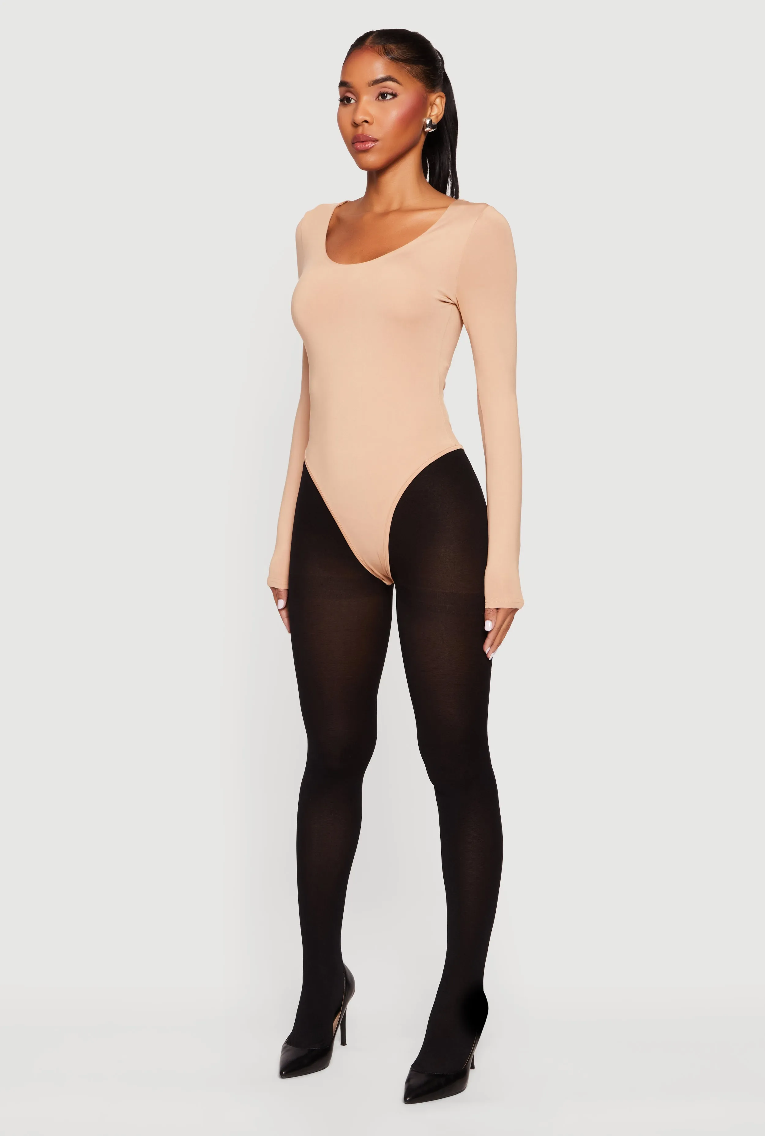 Solid Long Sleeve Scoop Neck Bodysuit sold by Rainbow product image thumbnail 5