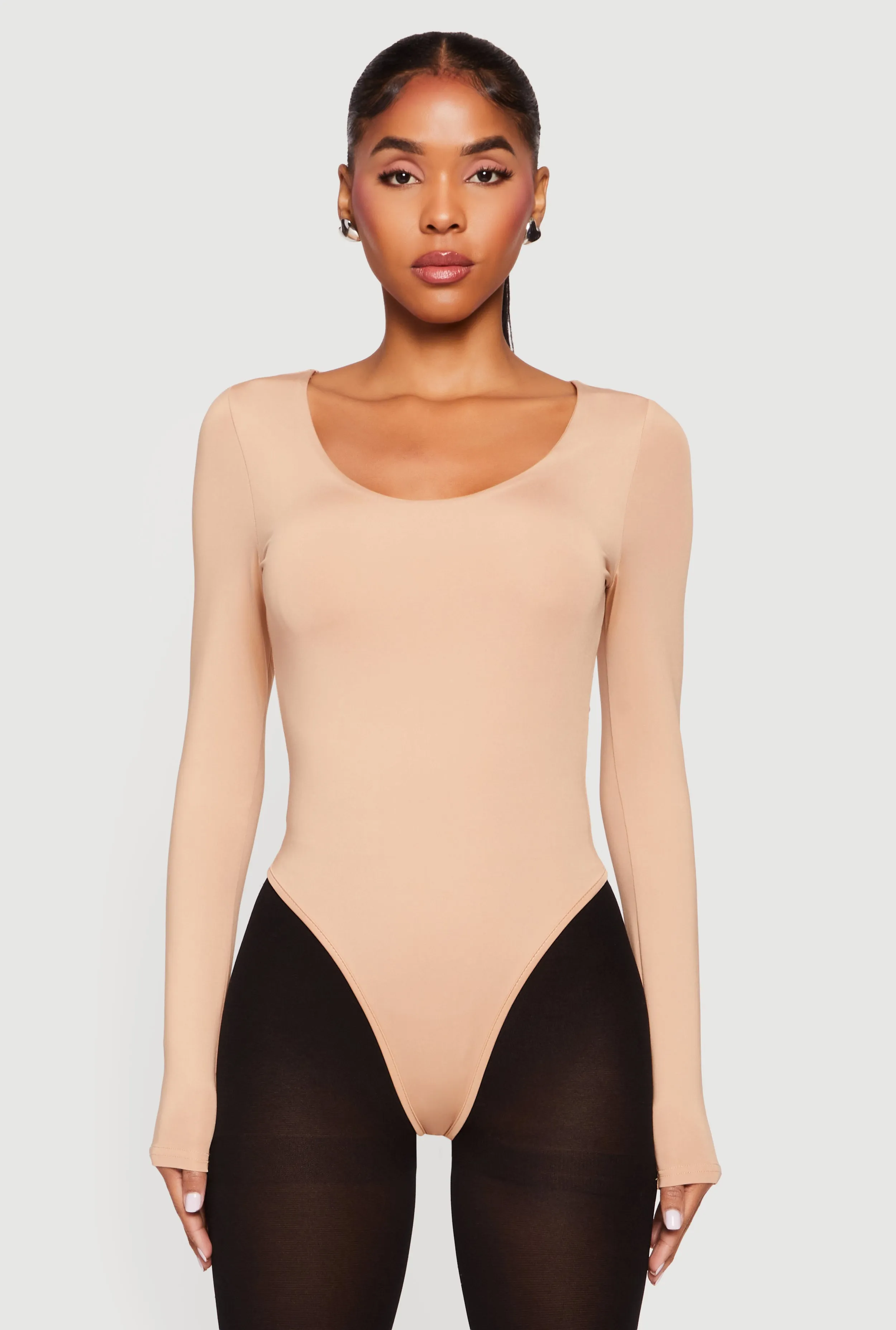 Solid Long Sleeve Scoop Neck Bodysuit sold by Rainbow product image thumbnail 2