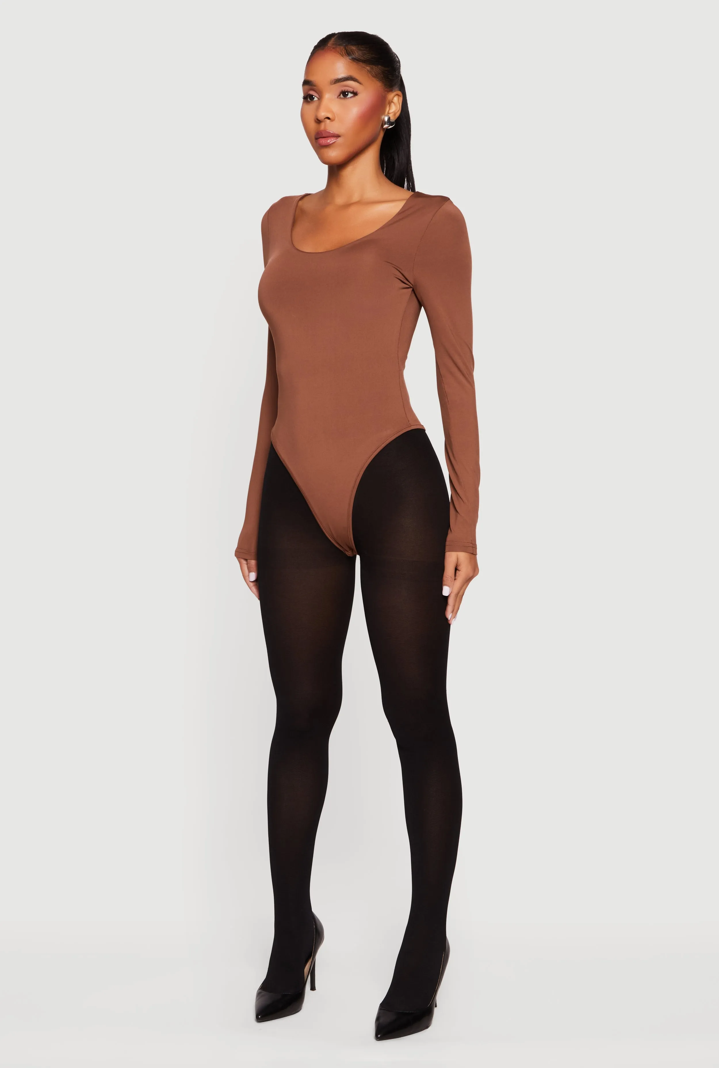 Solid Long Sleeve Scoop Neck Bodysuit sold by Rainbow product image thumbnail 5