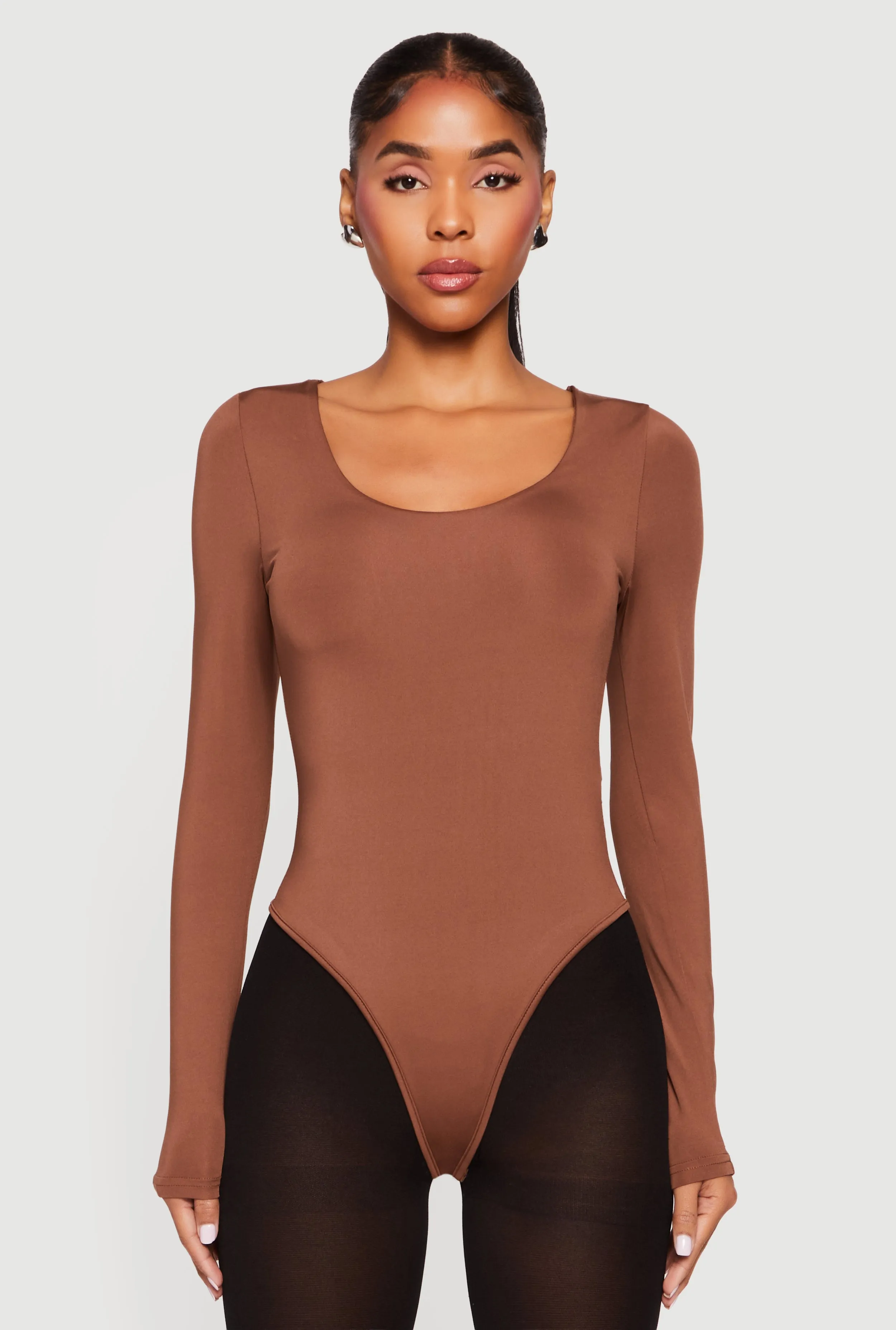 Solid Long Sleeve Scoop Neck Bodysuit sold by Rainbow product image thumbnail 2
